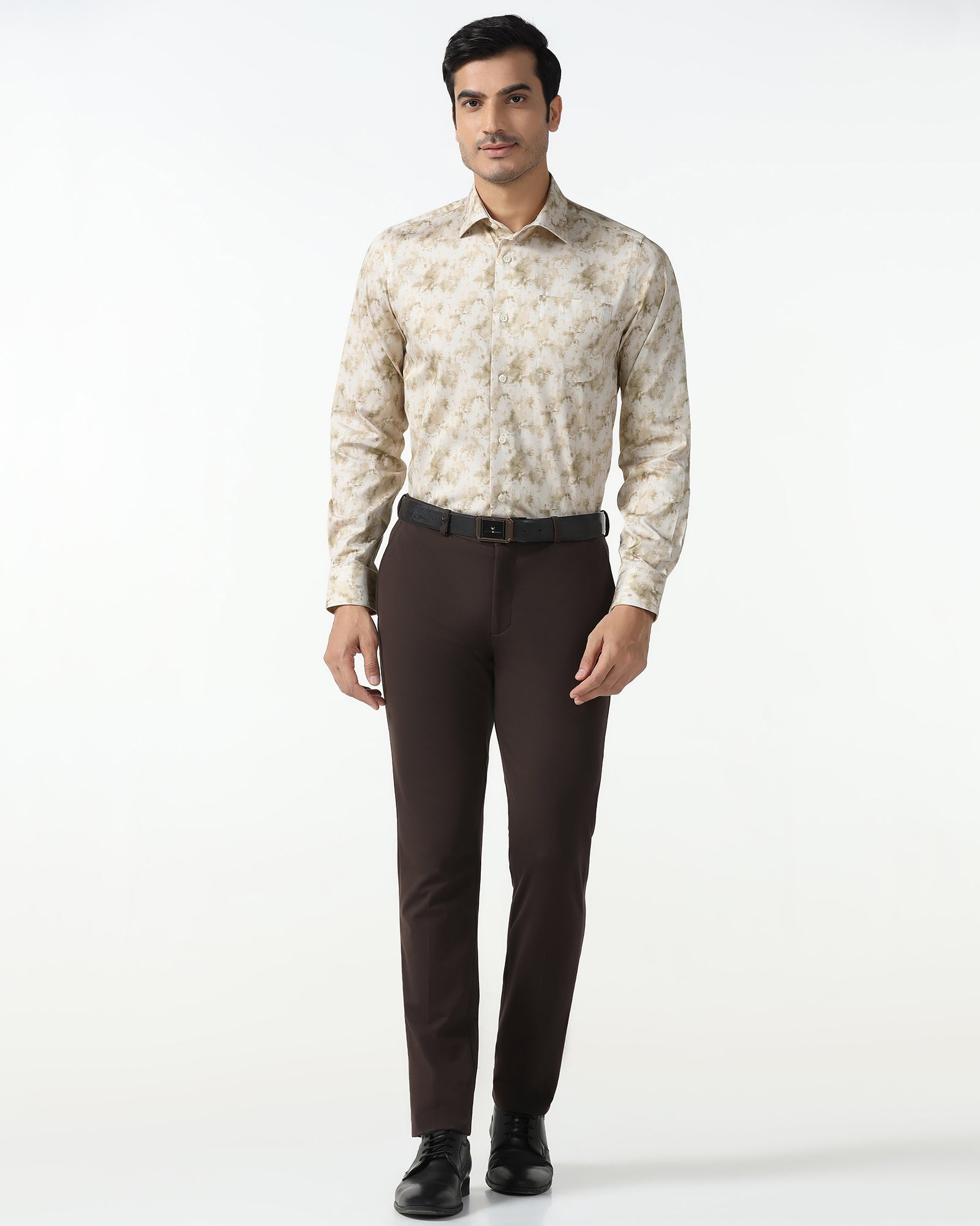 Ochre Abstract Printed Shirt - Piano