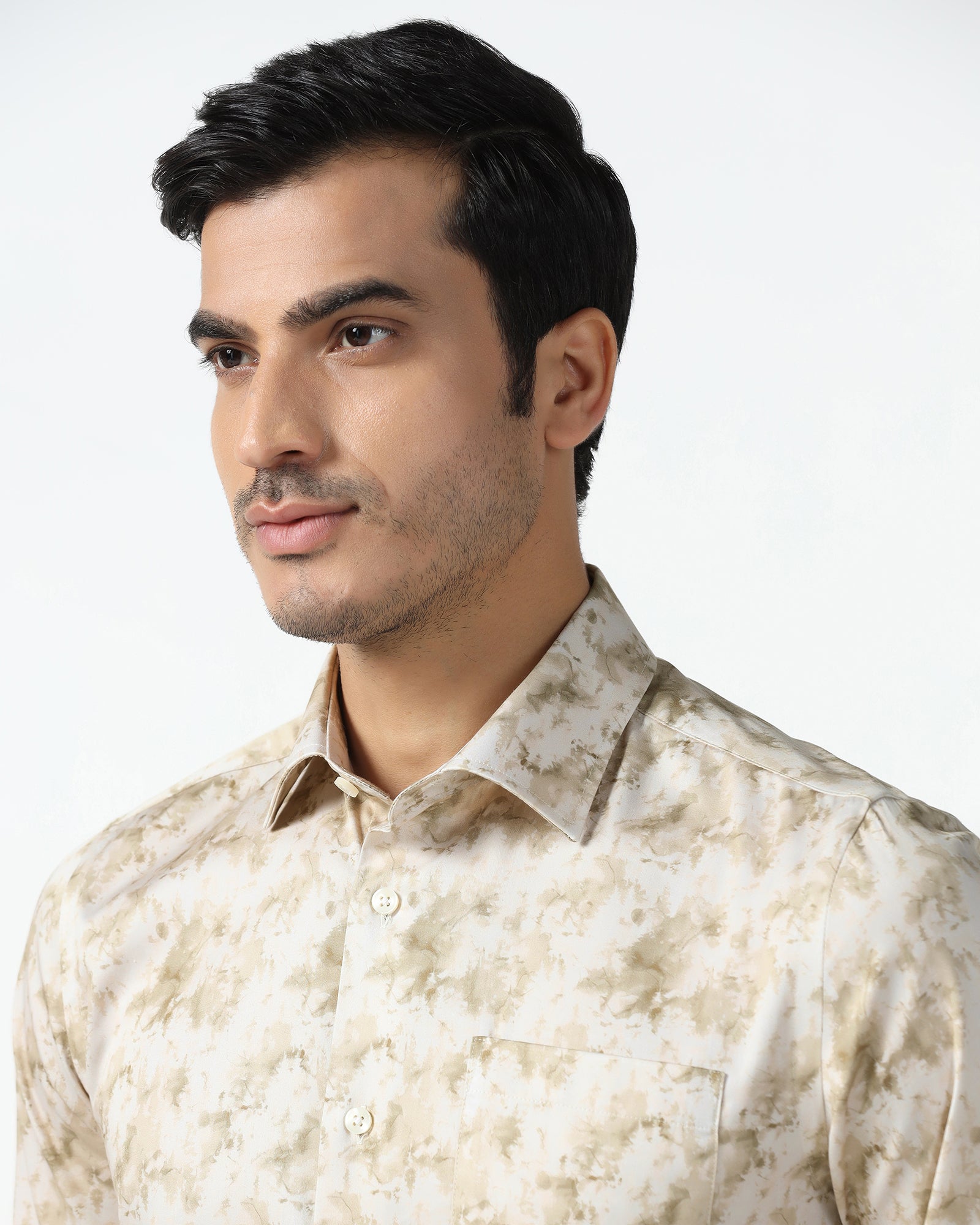 Ochre Abstract Printed Shirt - Piano