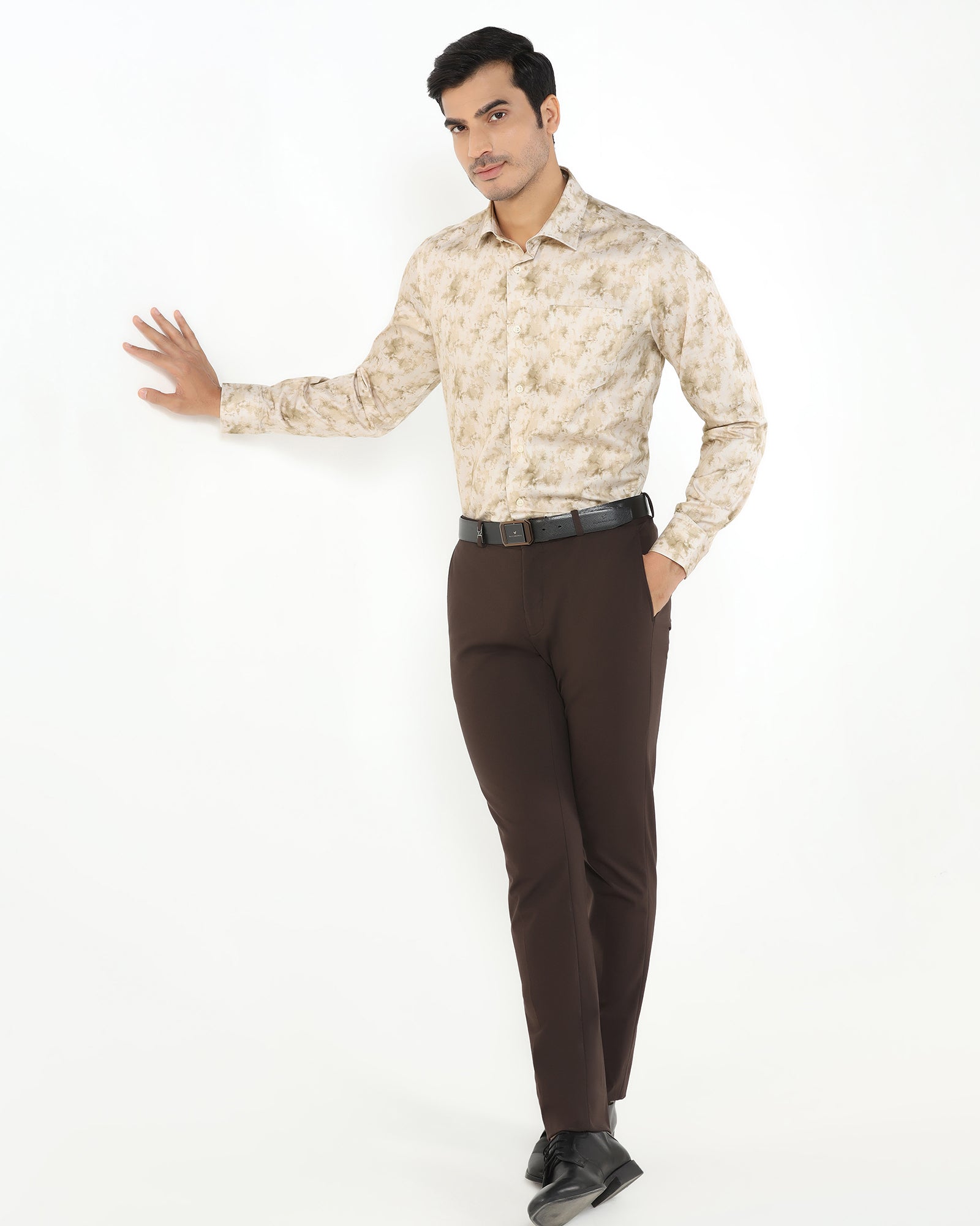 Ochre Abstract Printed Shirt - Piano