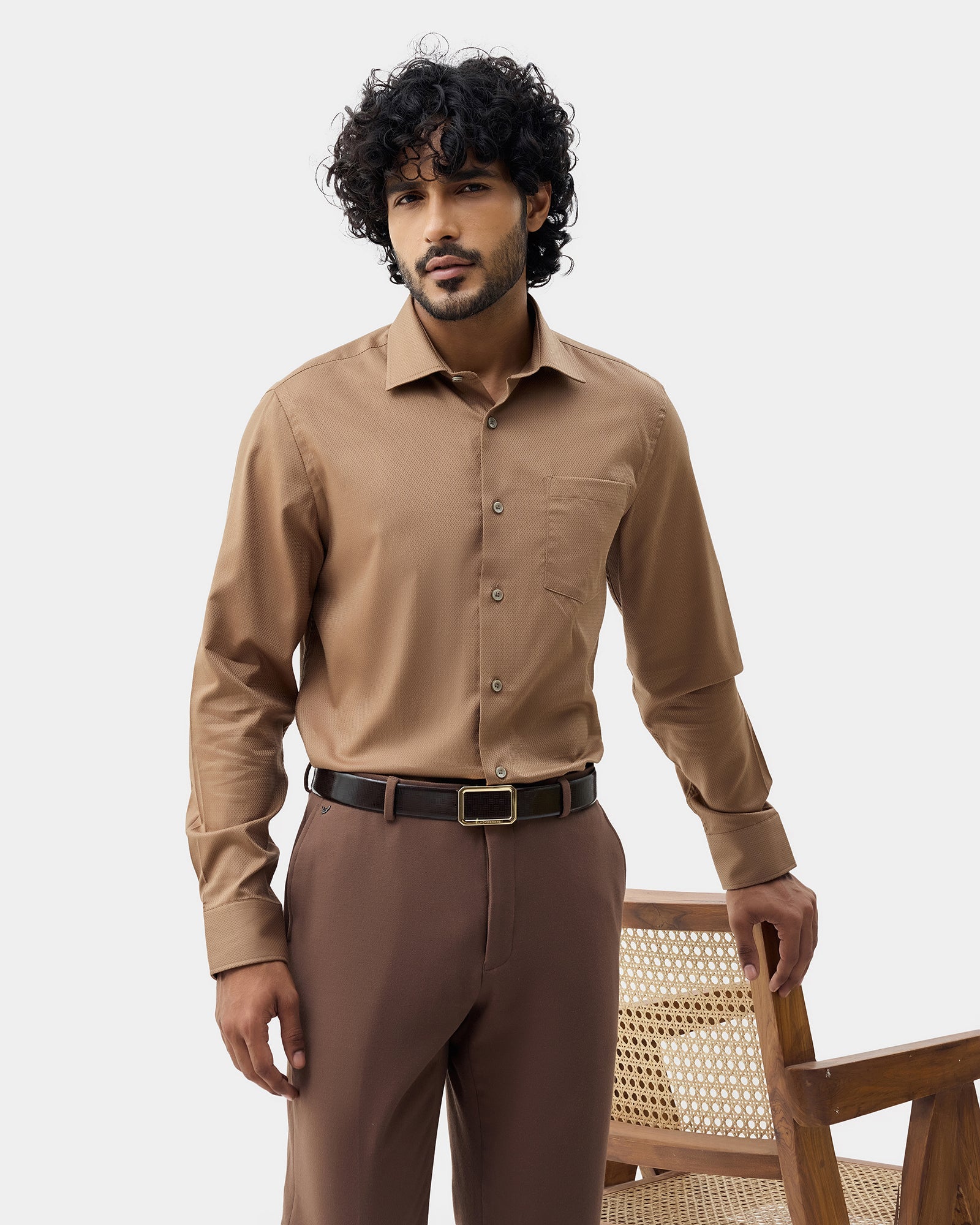 Ochre Textured Shirt - Birch