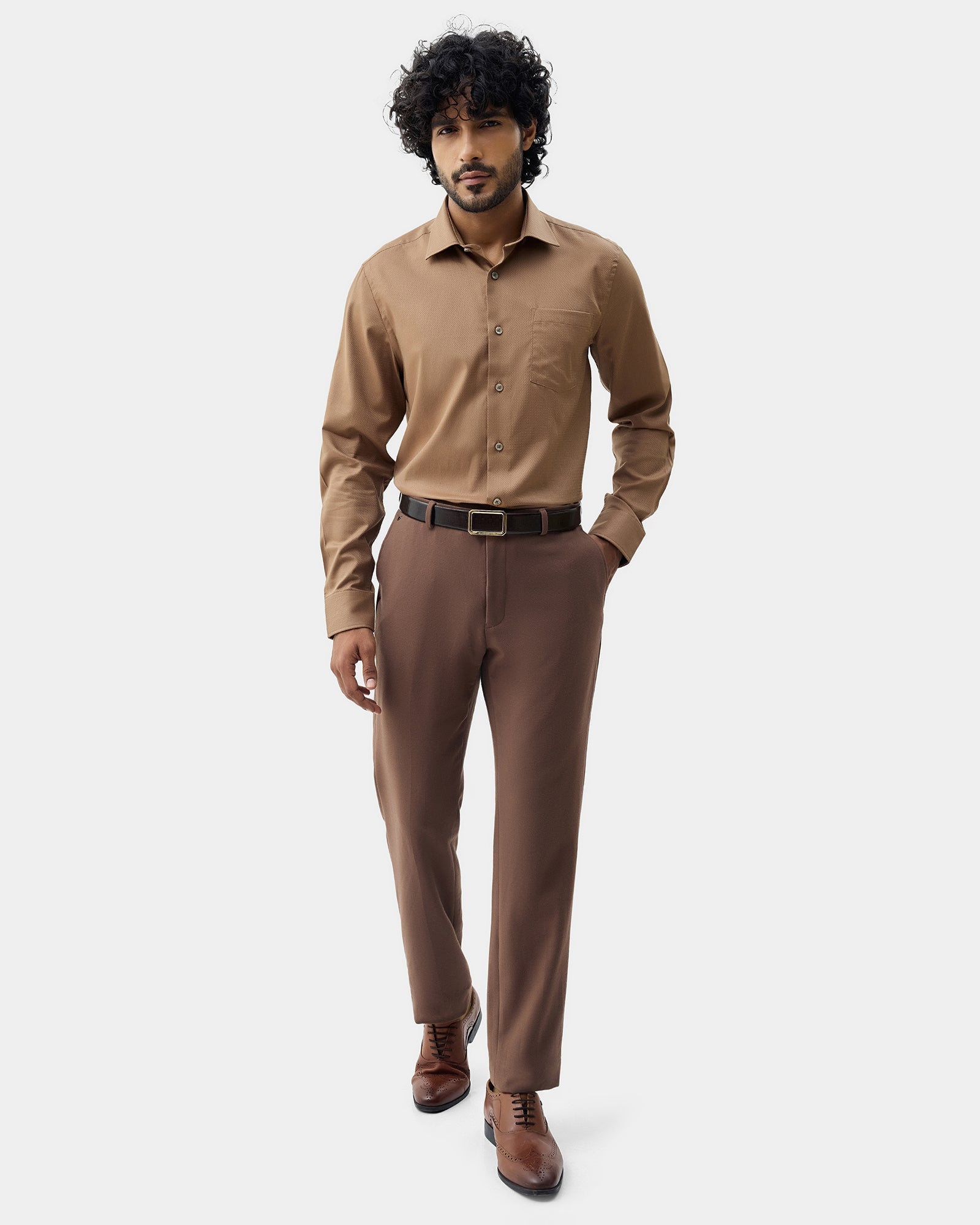 Ochre Textured Shirt - Birch