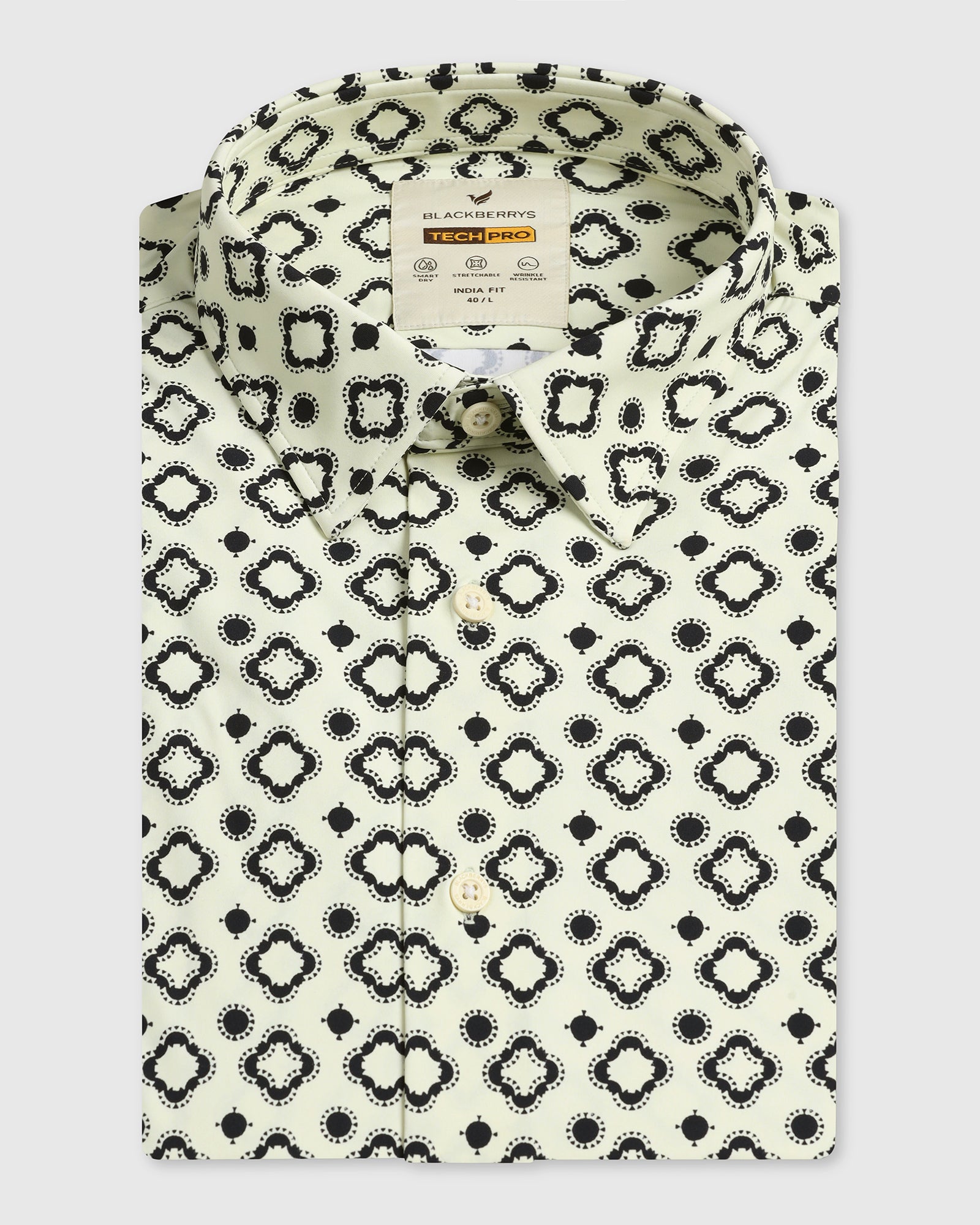Off White Half Sleeve TechPro Printed Shirt - Ronnel