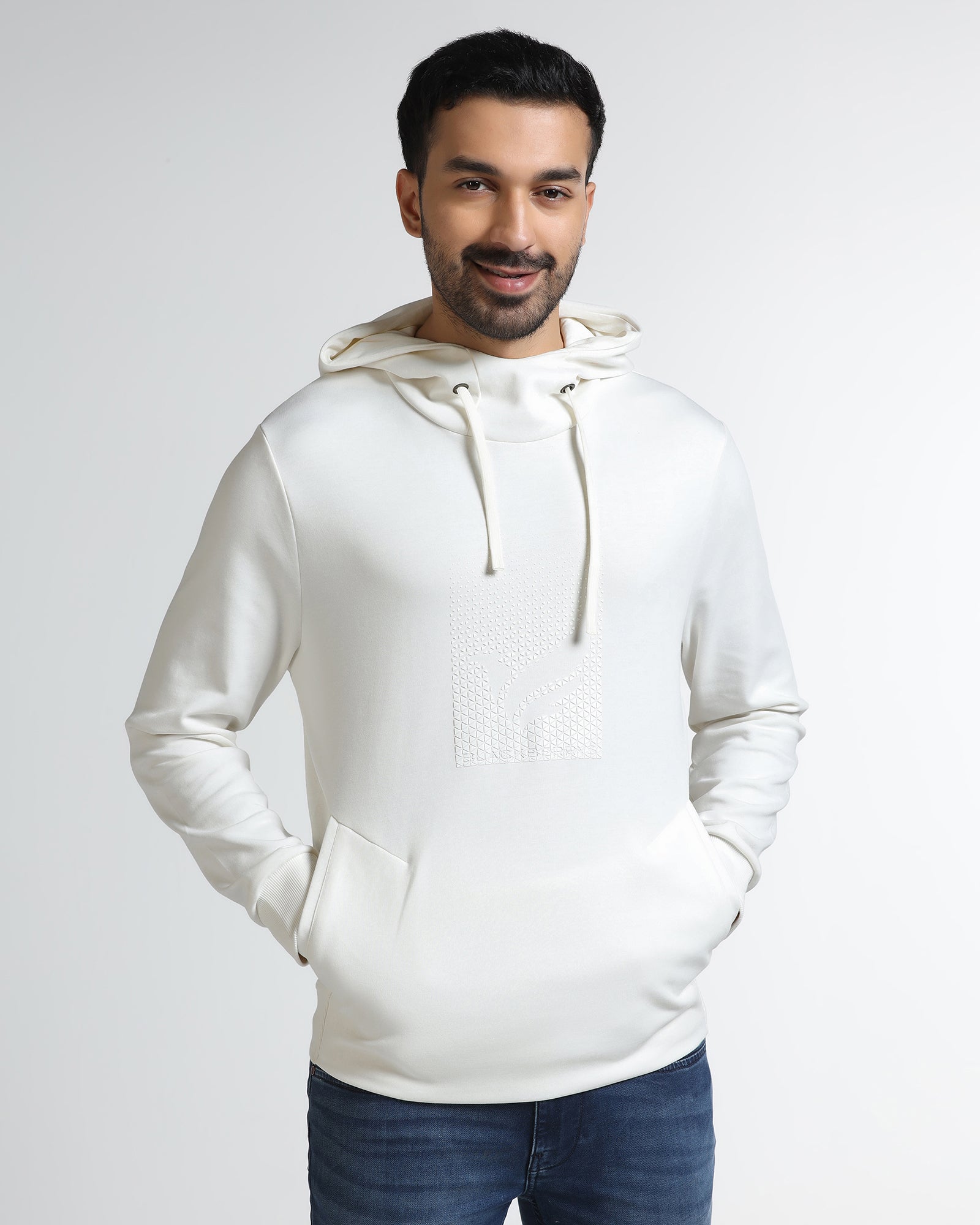 Off White Hoodie Solid Sweatshirt - Tempo