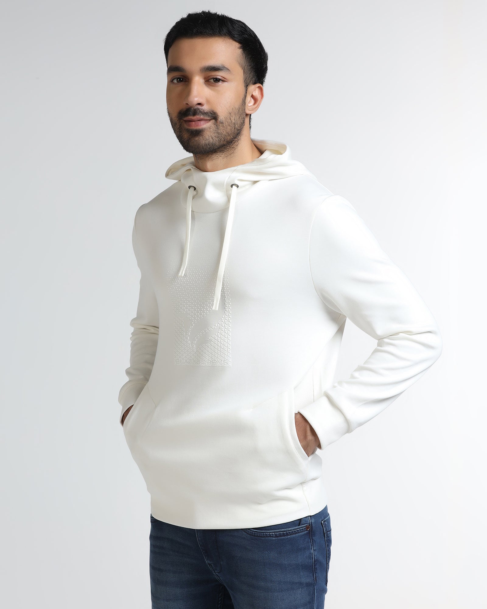Off White Hoodie Solid Sweatshirt - Tempo