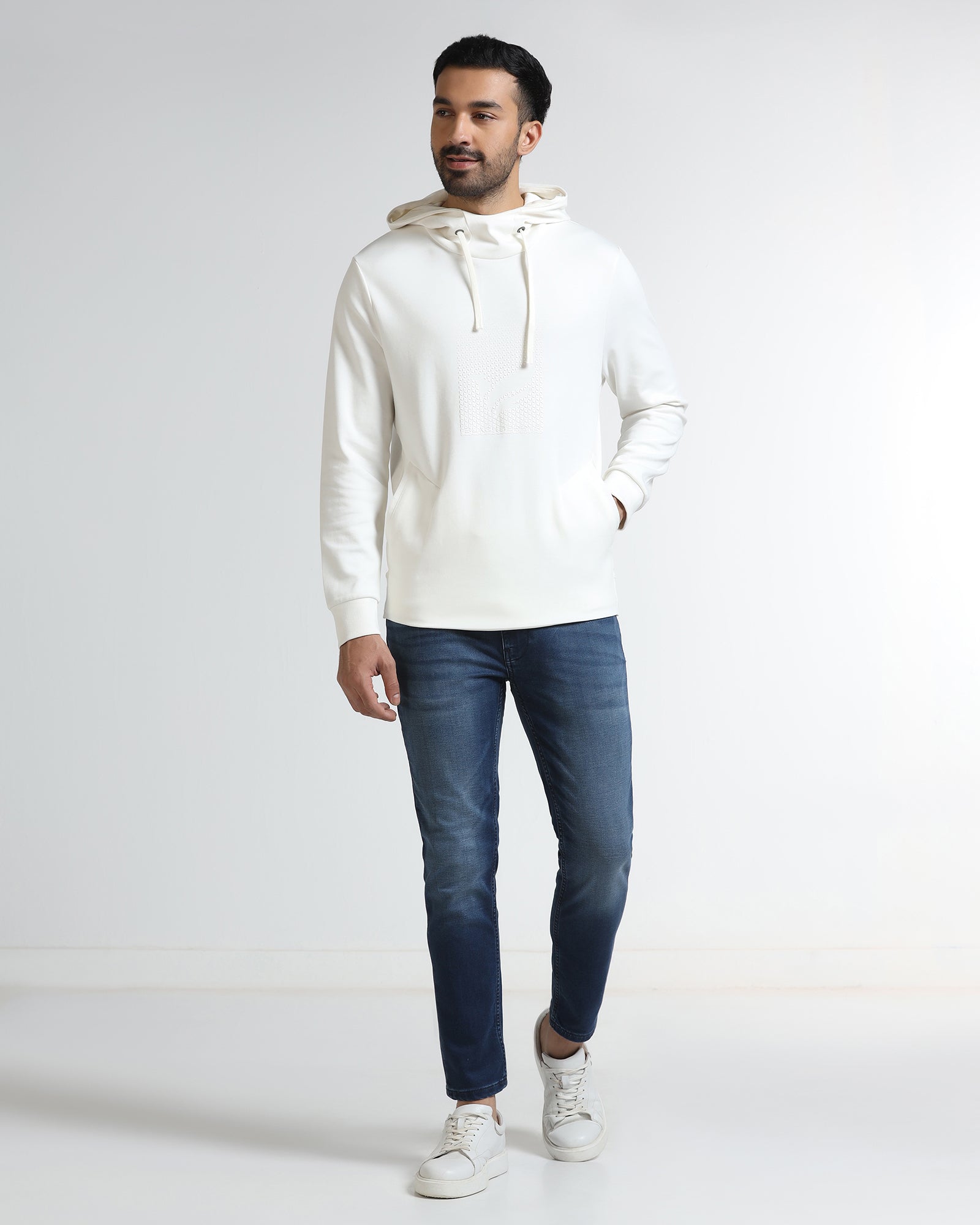 Off White Hoodie Solid Sweatshirt - Tempo