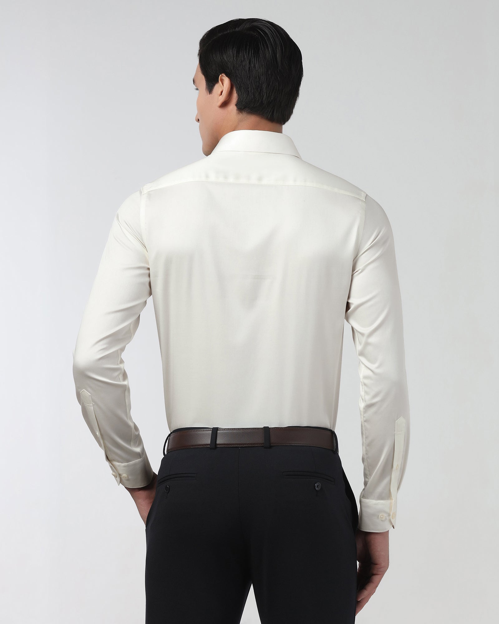 Off White Non Iron Solid Shirt - Sylvia