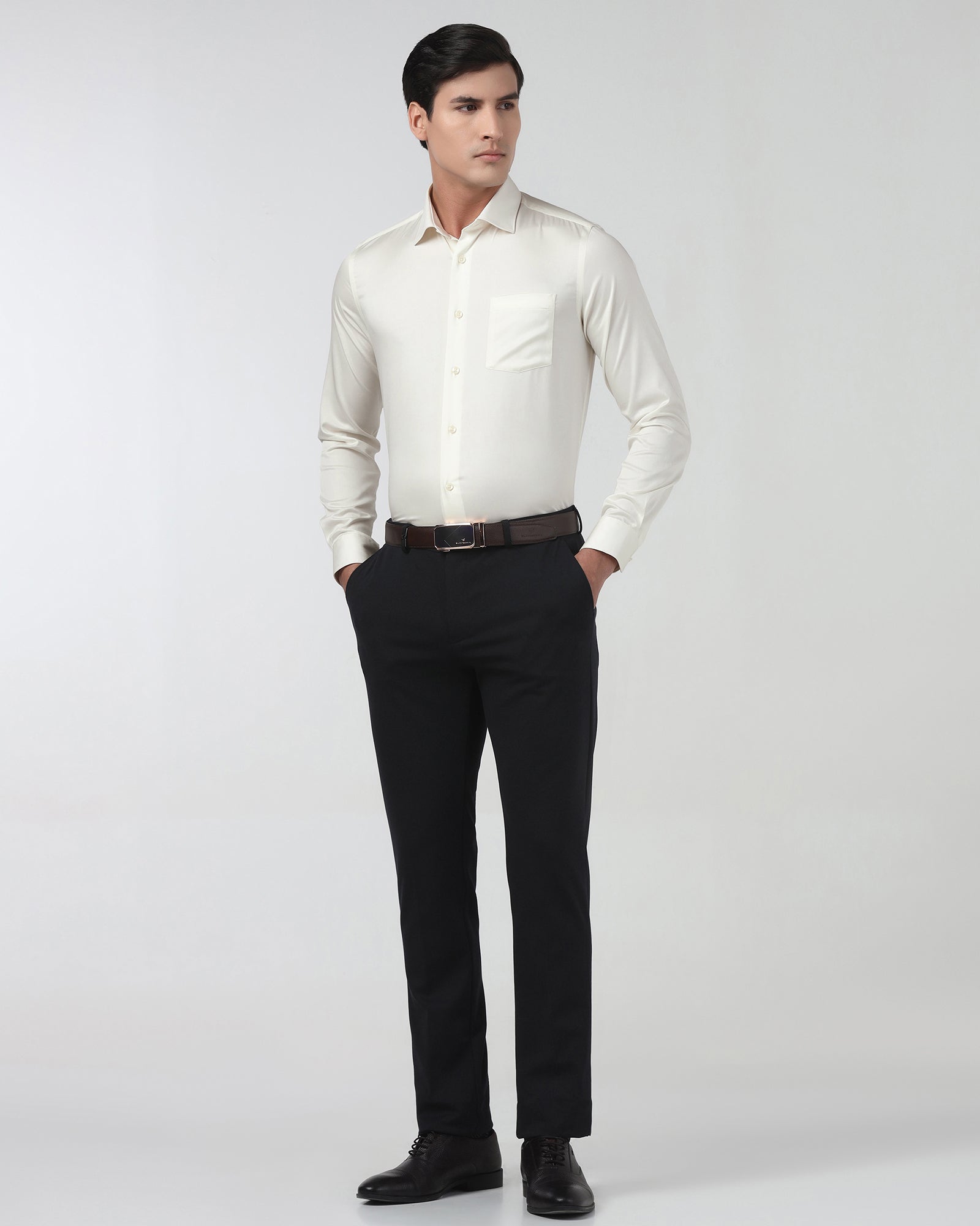 Off White Non Iron Solid Shirt - Sylvia