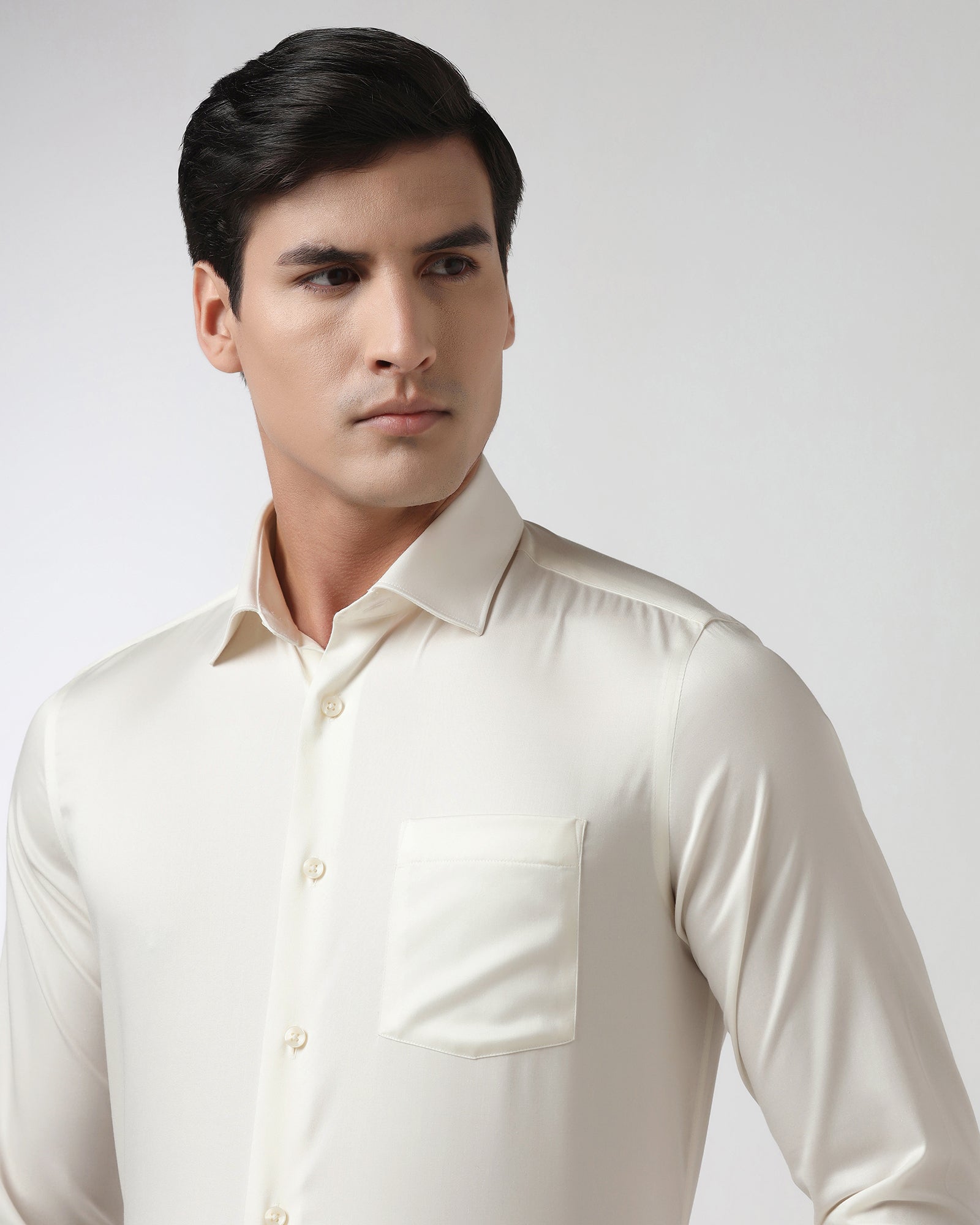 Off White Non Iron Solid Shirt - Sylvia