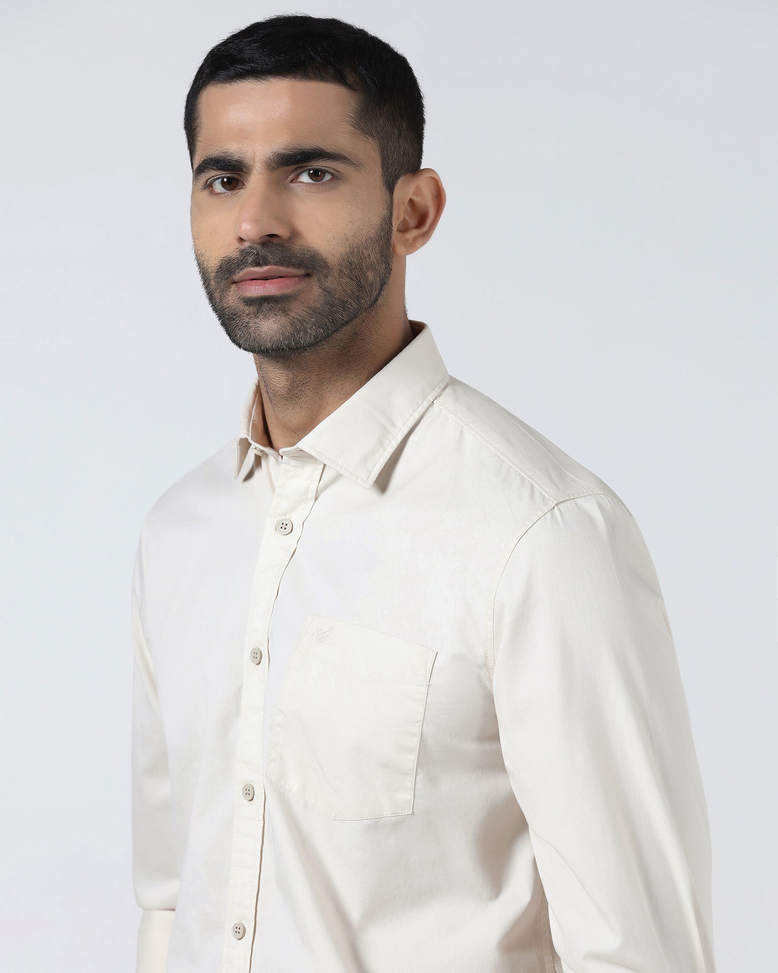 Off White Solid Shirt - Zento