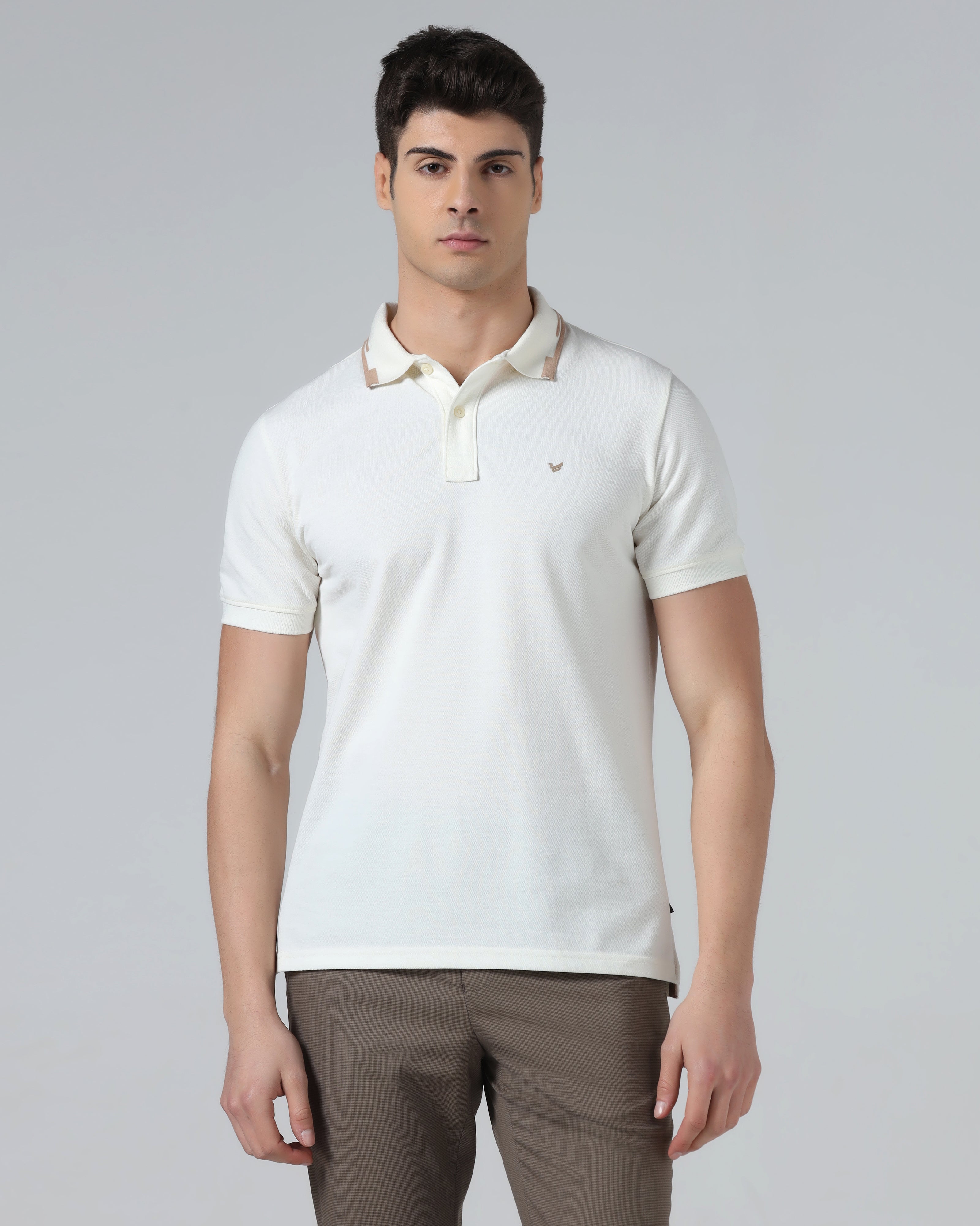 Off White Solid Polo - Levi