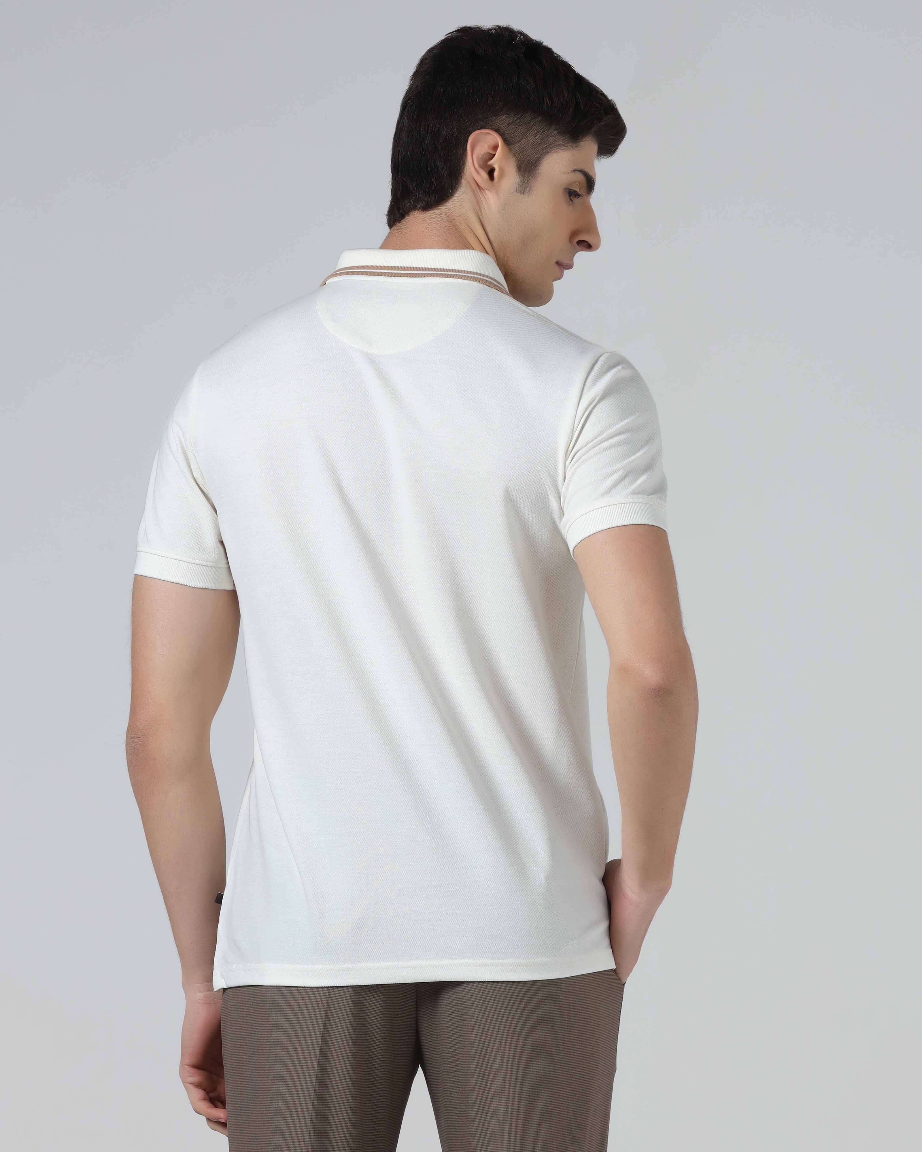 Off White Solid Polo - Levi
