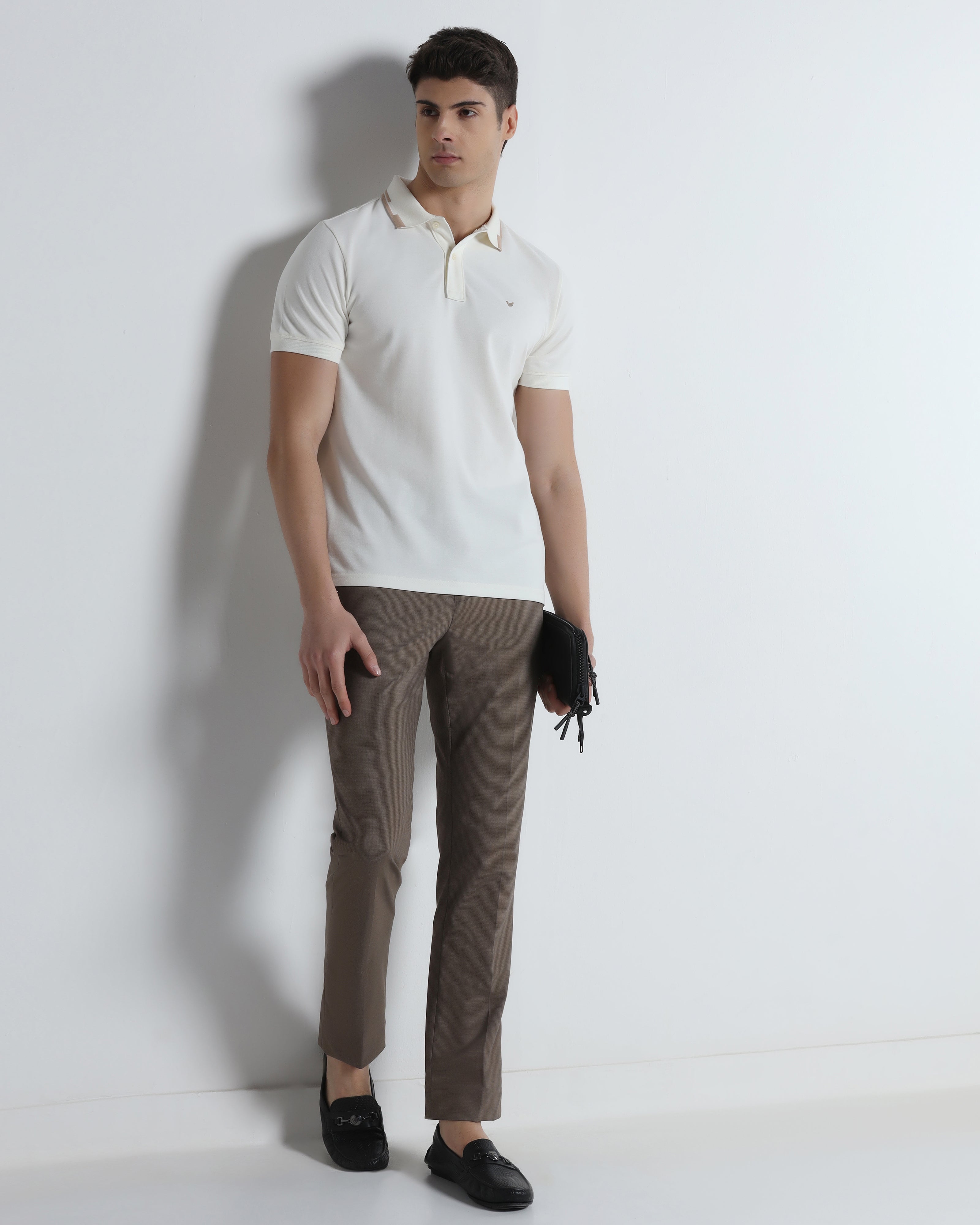Off White Solid Polo - Levi