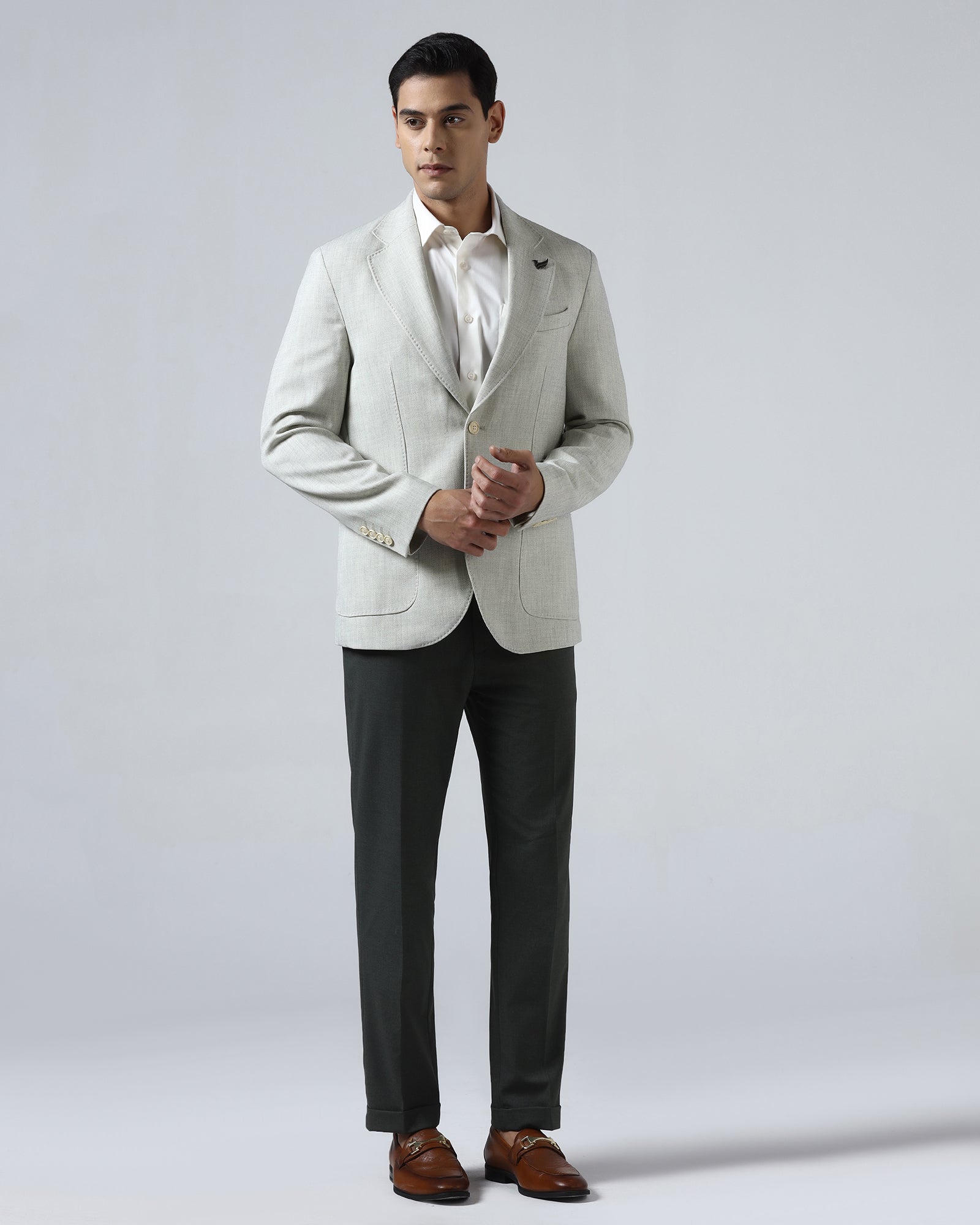 Off White Textured Blazer - Wilson