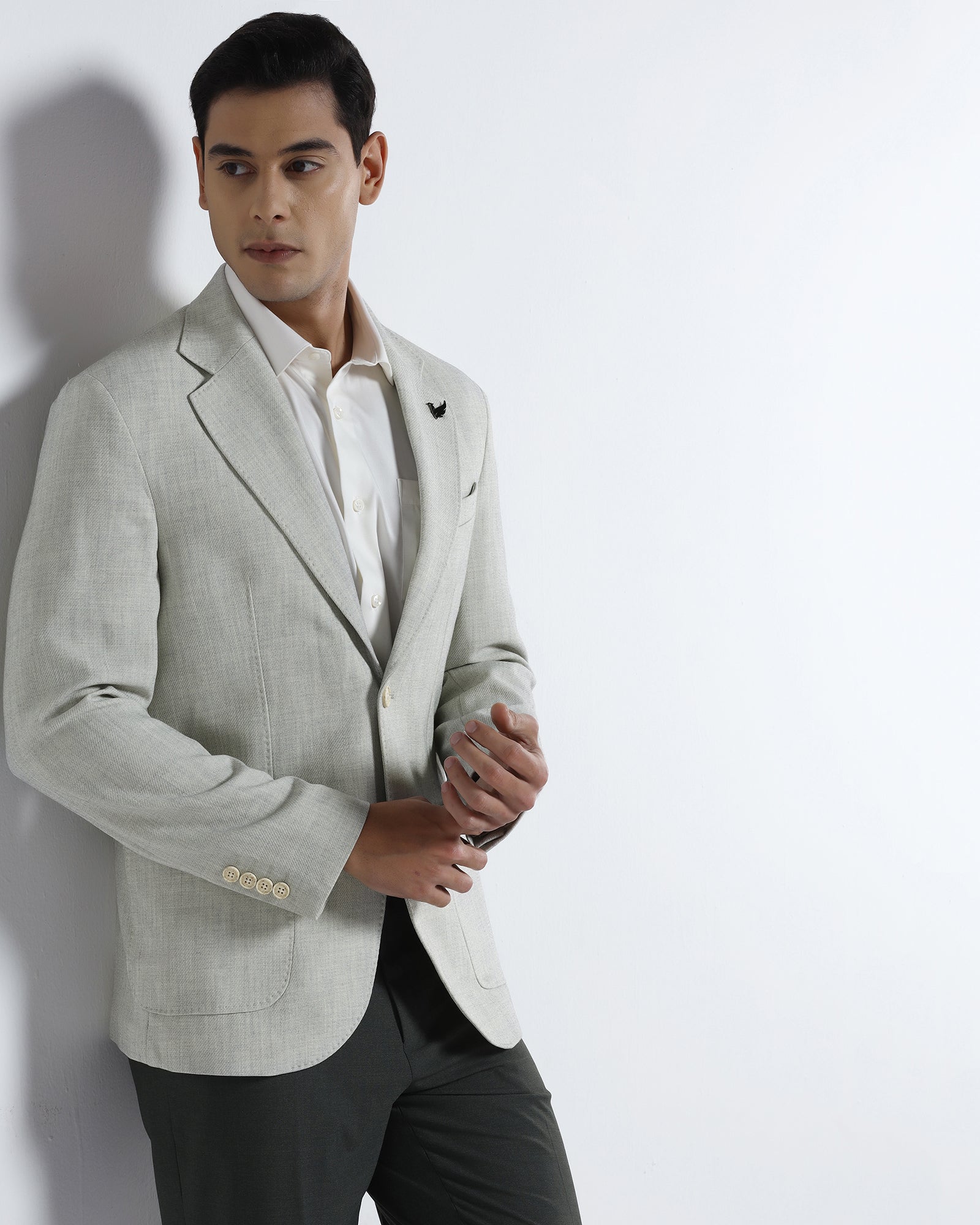 Off White Textured Blazer - Wilson