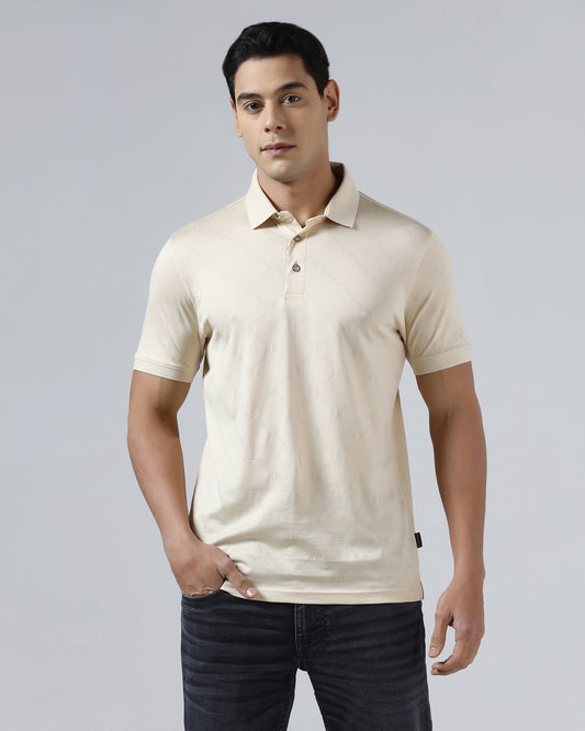 Off White Textured Polo - Full