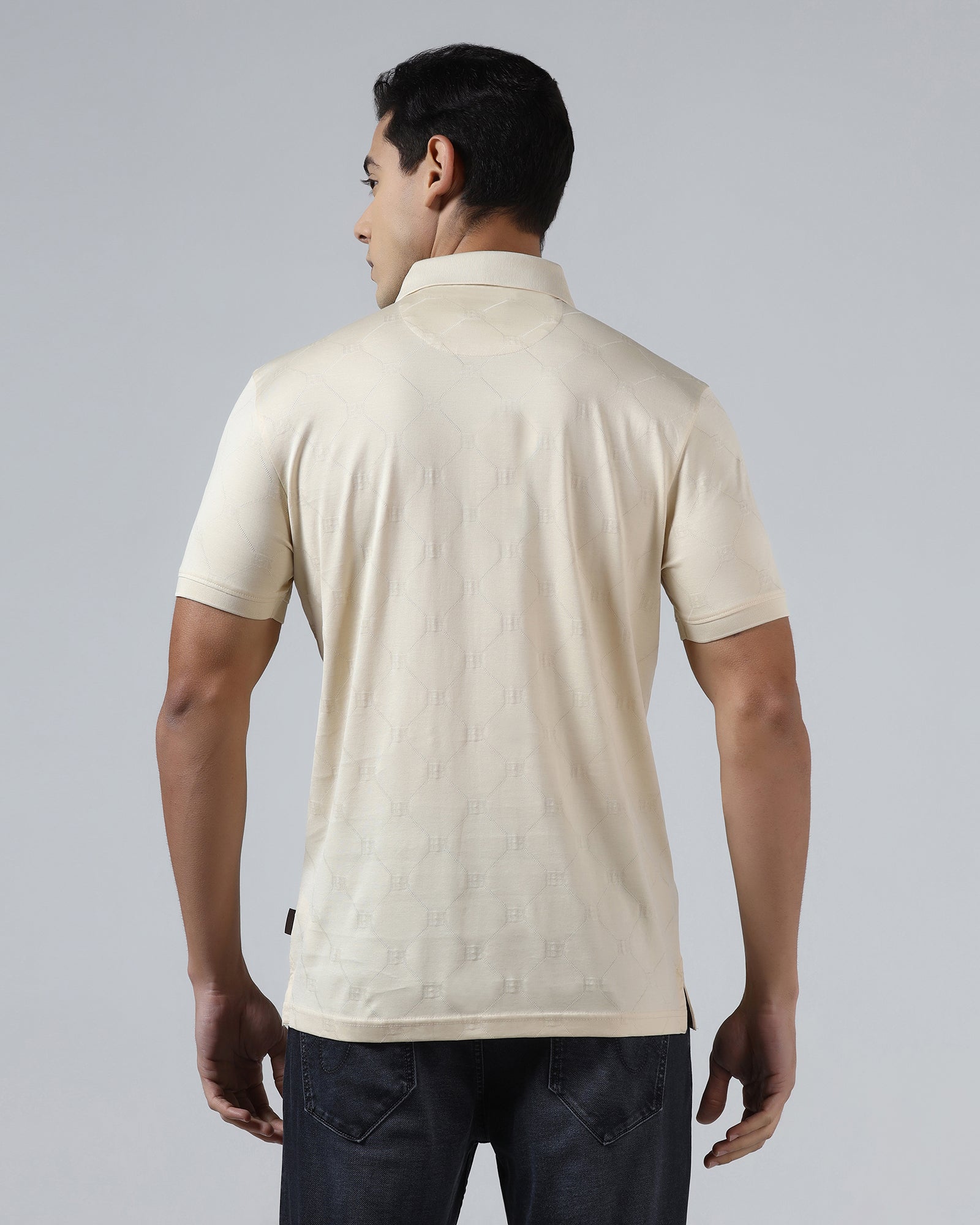 Off White Textured Polo - Full