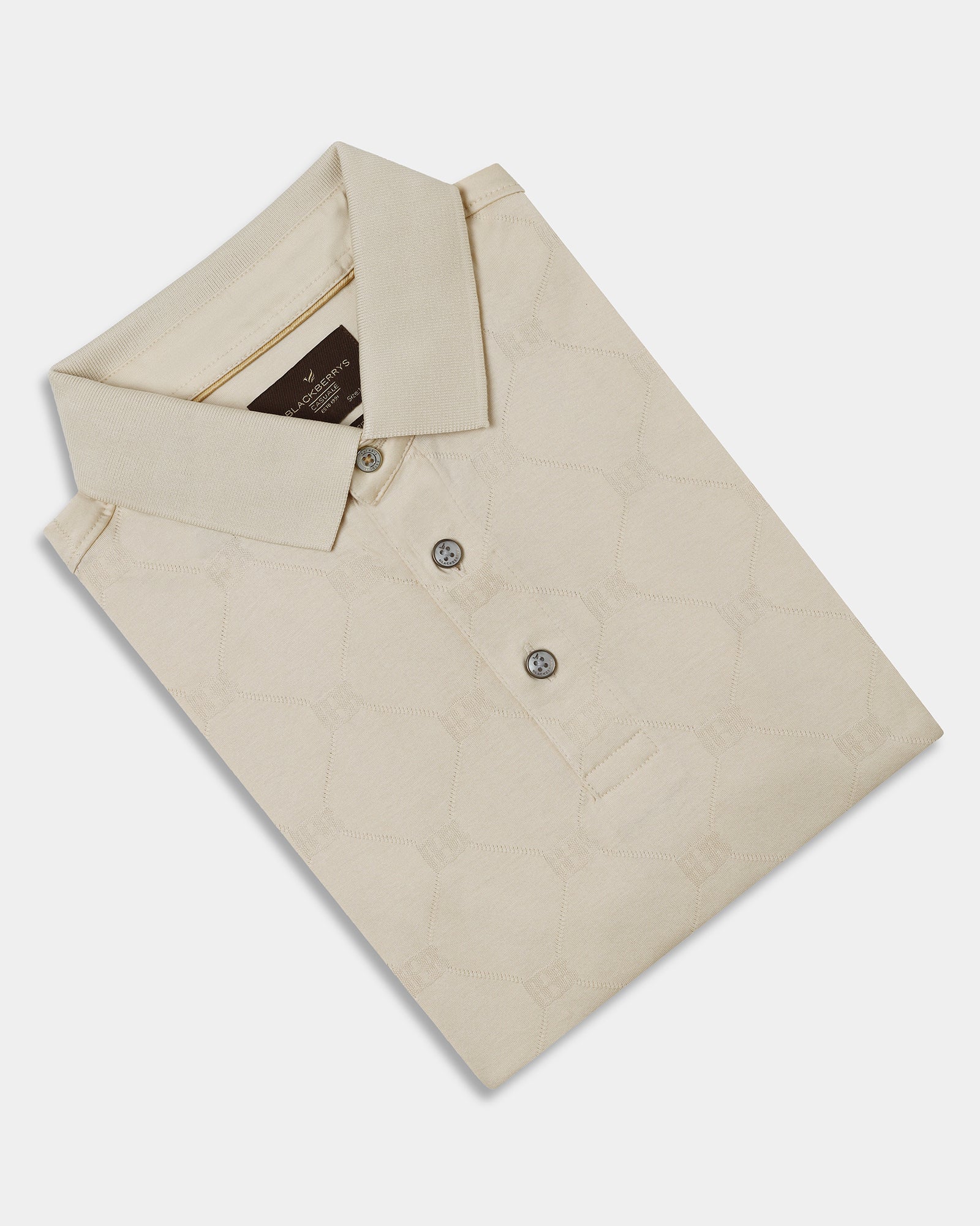 Off White Textured Polo - Full