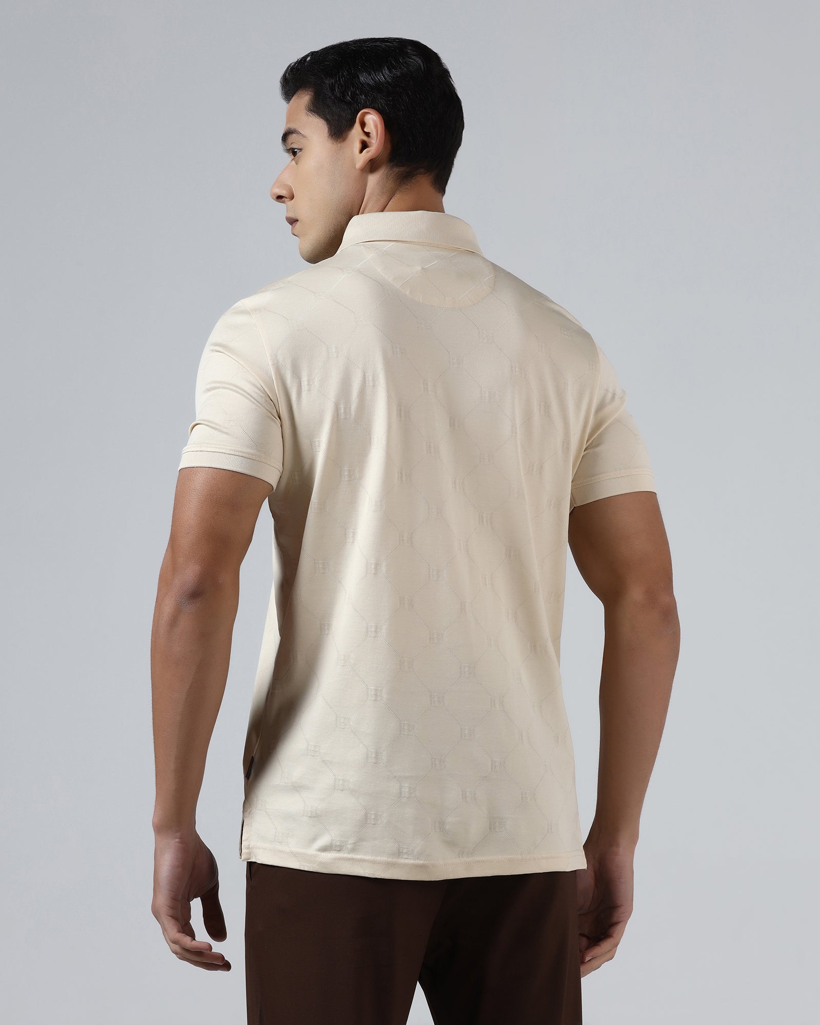 Off White Textured Polo - Full