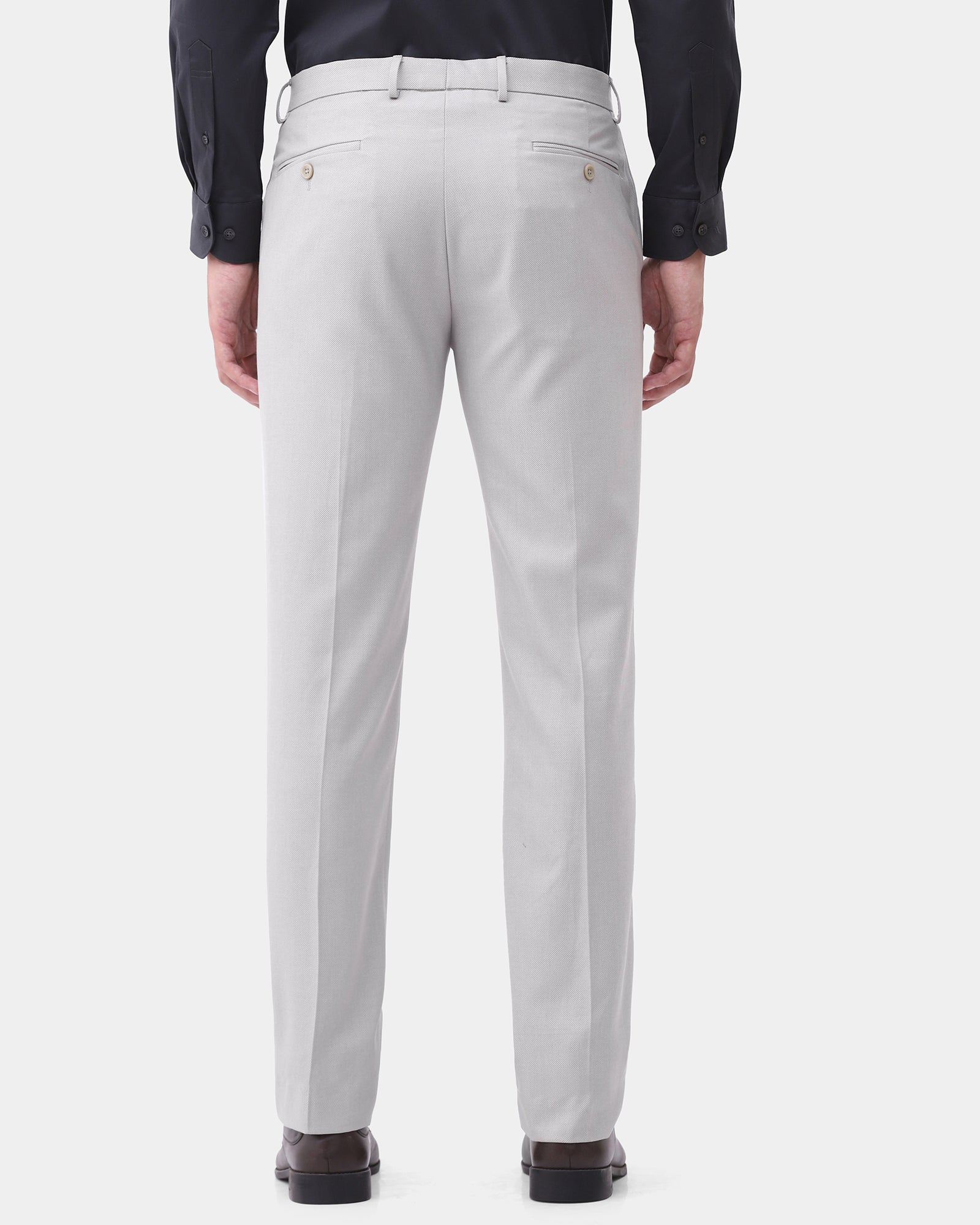 Off White Textured Trouser - Jisu