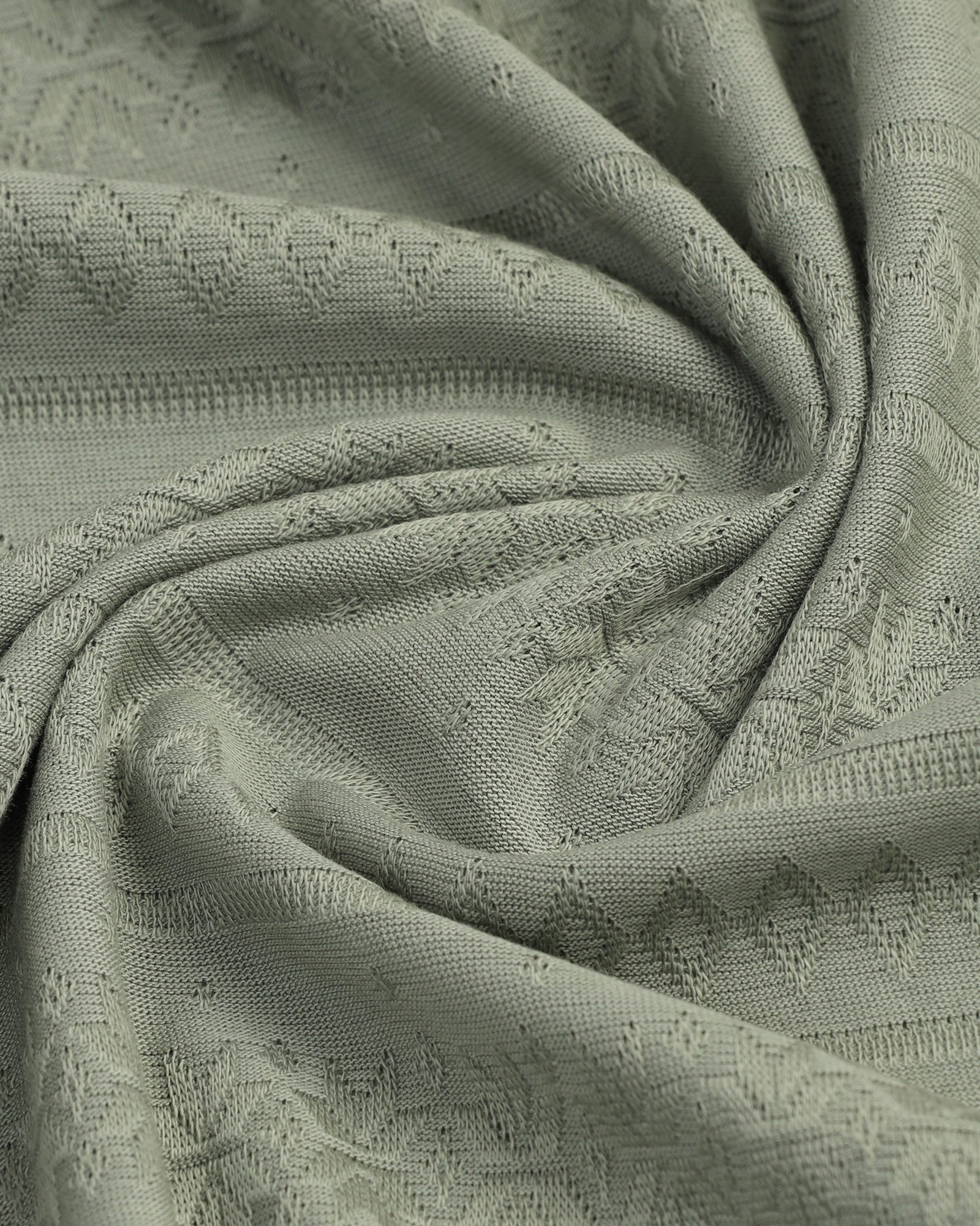 Olive Crew Neck Textured T-Shirt - Lep