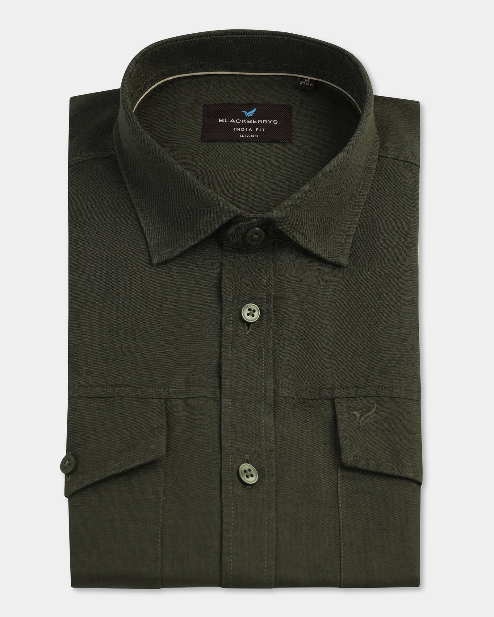 Olive Linen Solid Shirt - Konrad