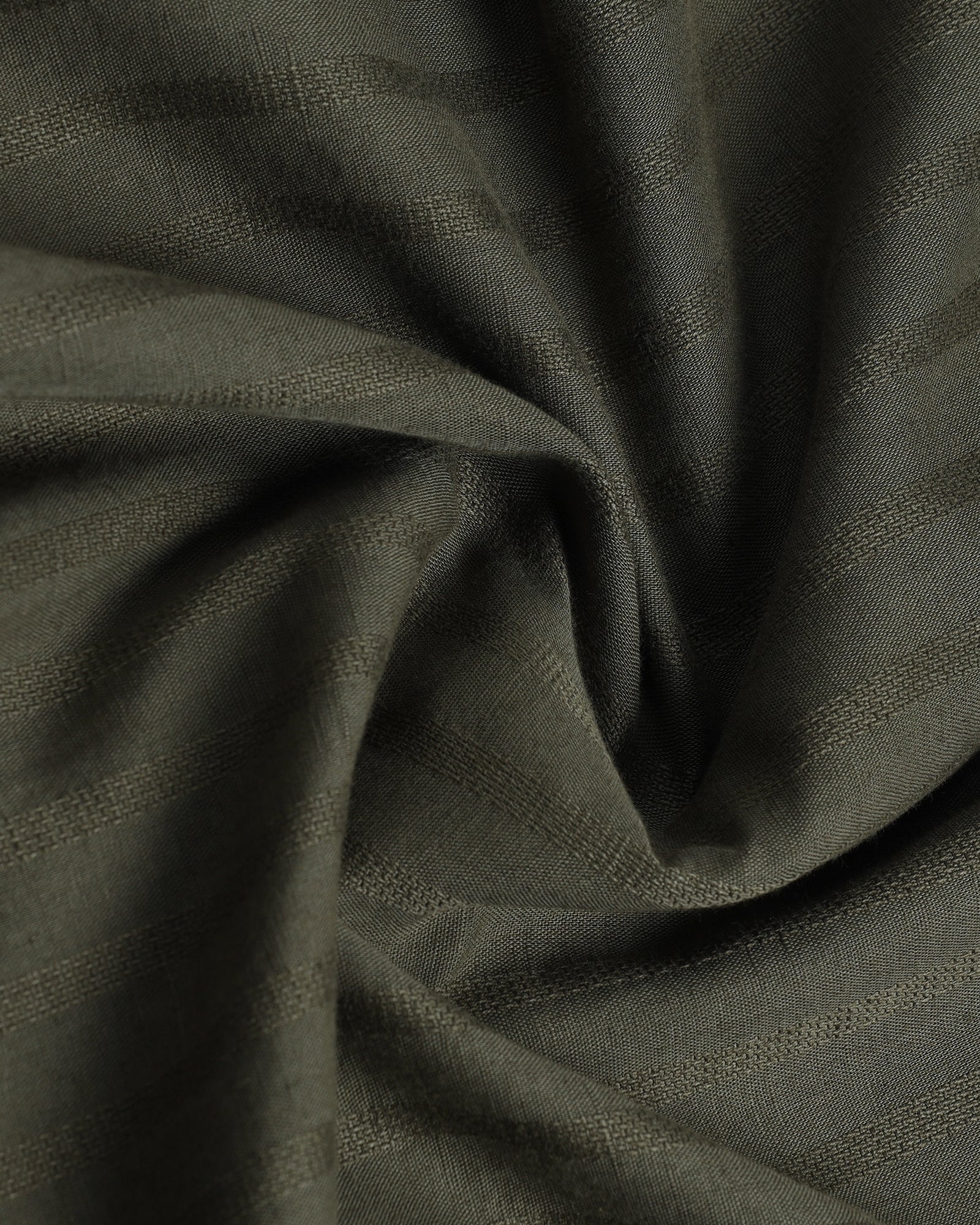 Olive Half Sleeve Linen Stripe Shirt - Sanhok
