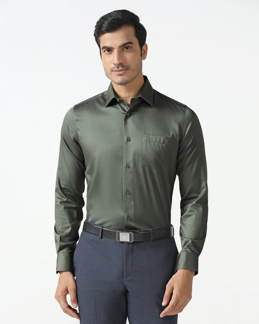 Olive Non Iron Solid Shirt - Sylvia