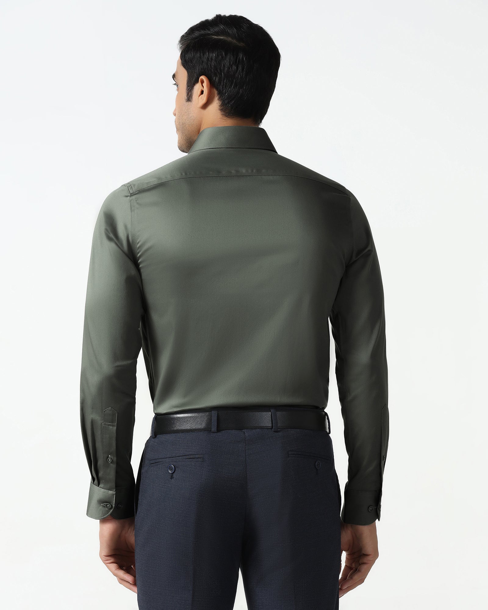 Olive Non Iron Solid Shirt - Sylvia