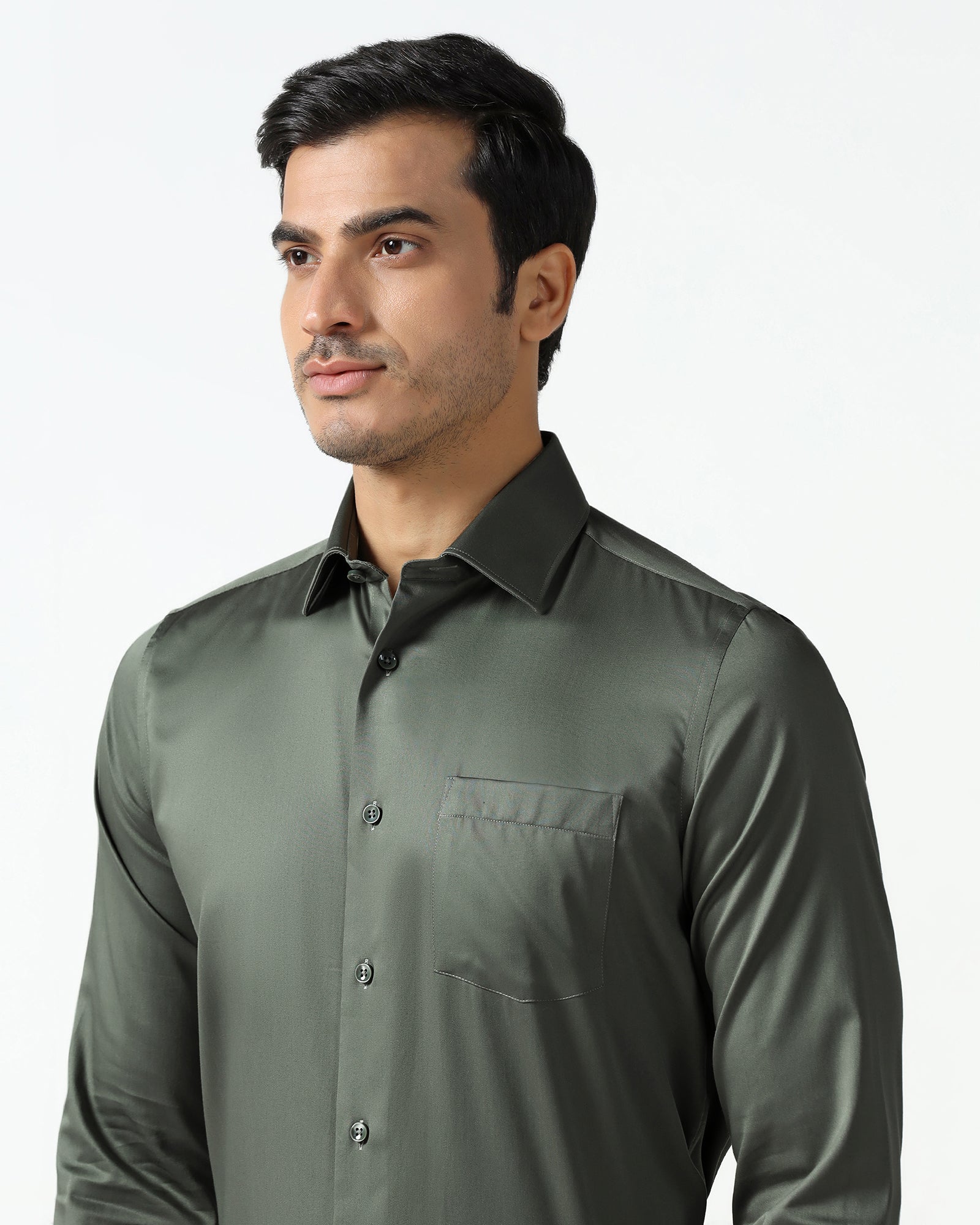 Olive Non Iron Solid Shirt - Sylvia