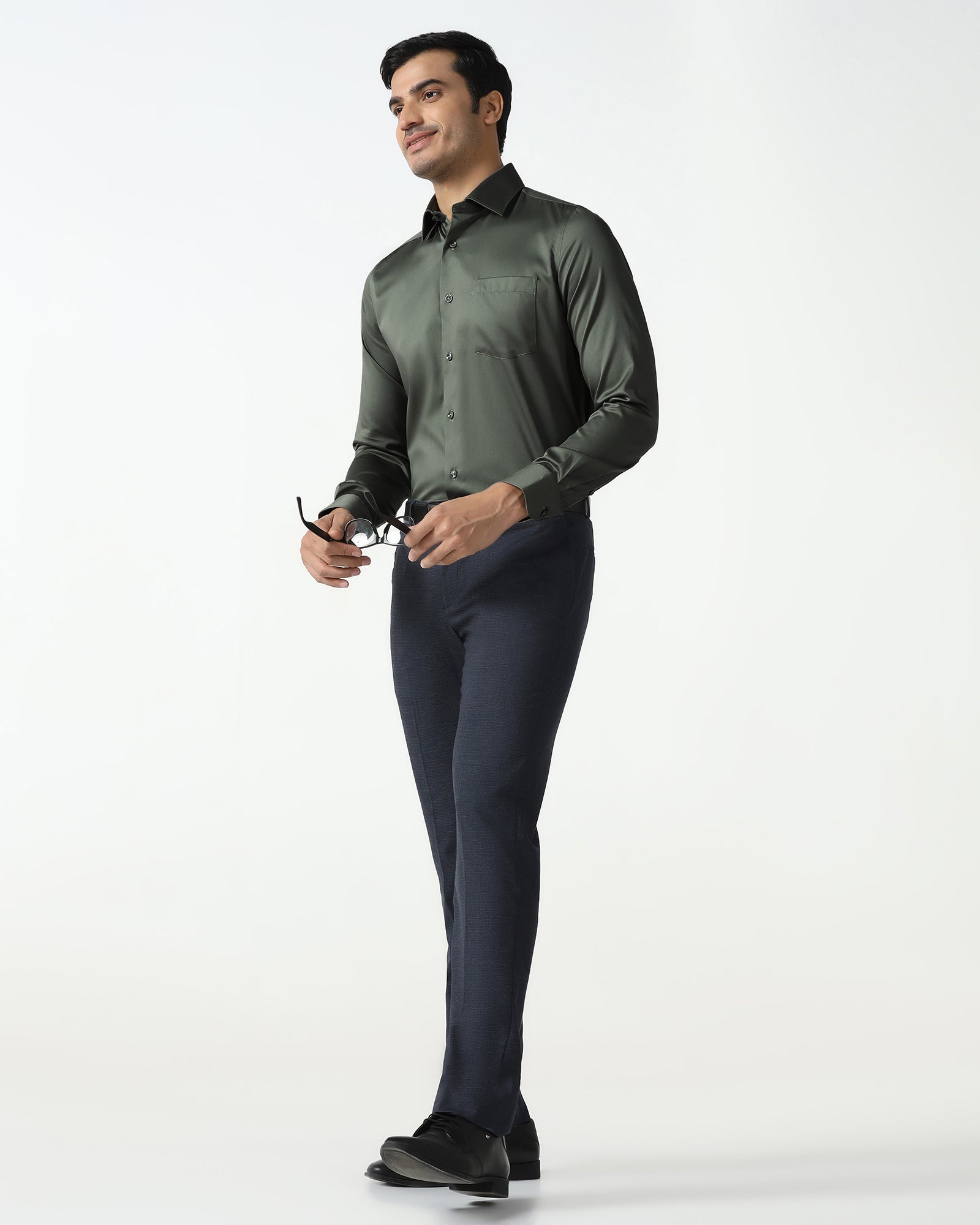 Olive Non Iron Solid Shirt - Sylvia