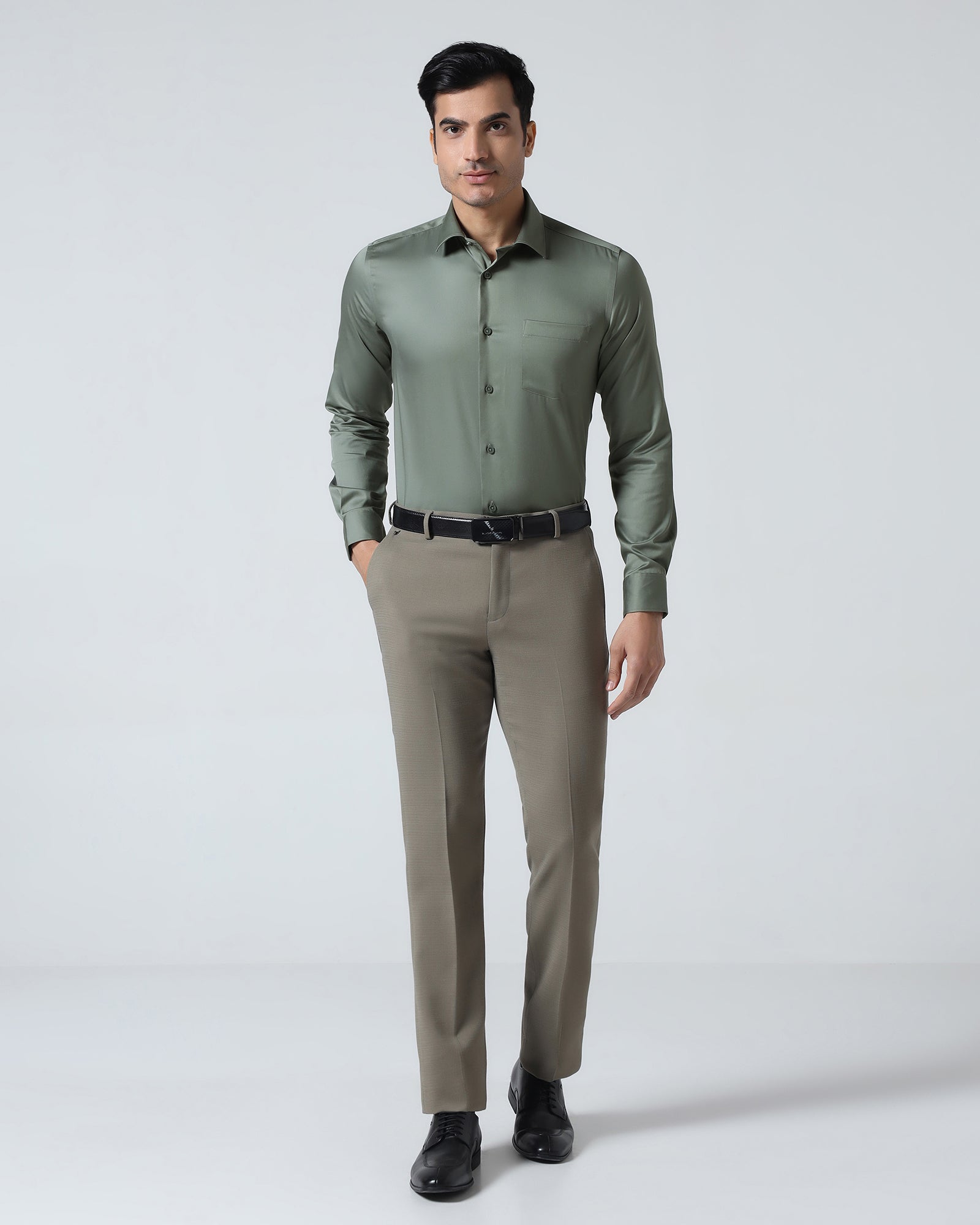 Olive Non Iron Solid Shirt - Sylvia