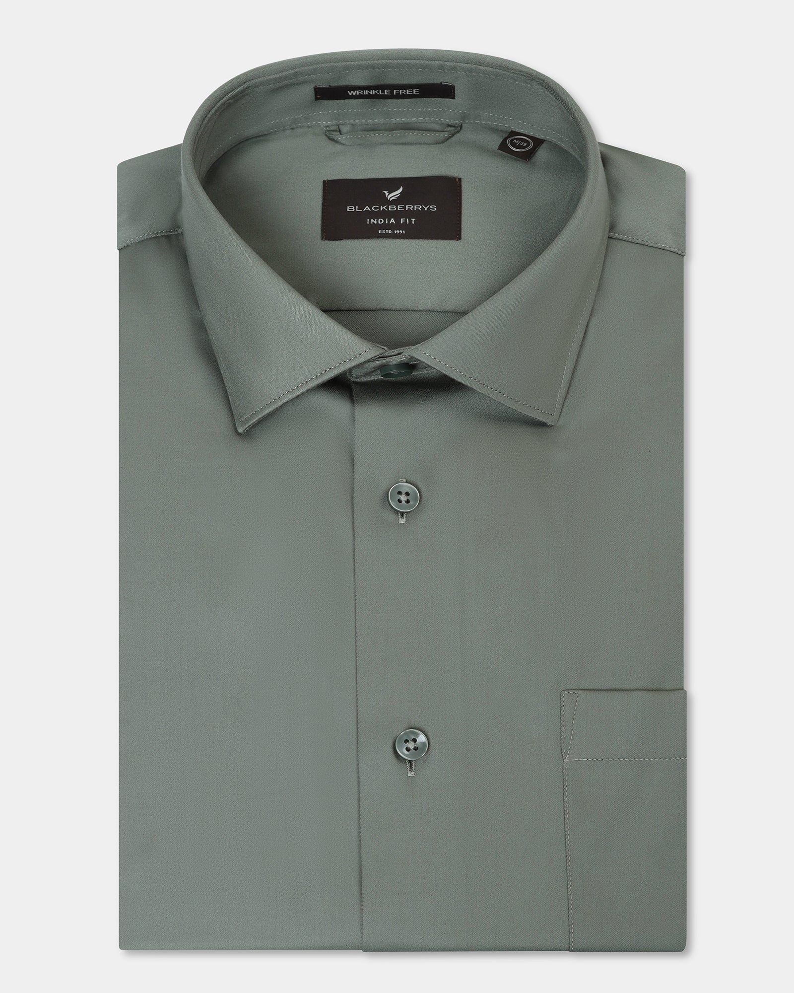 Olive Unwrinkle Solid Shirt - Sylvia