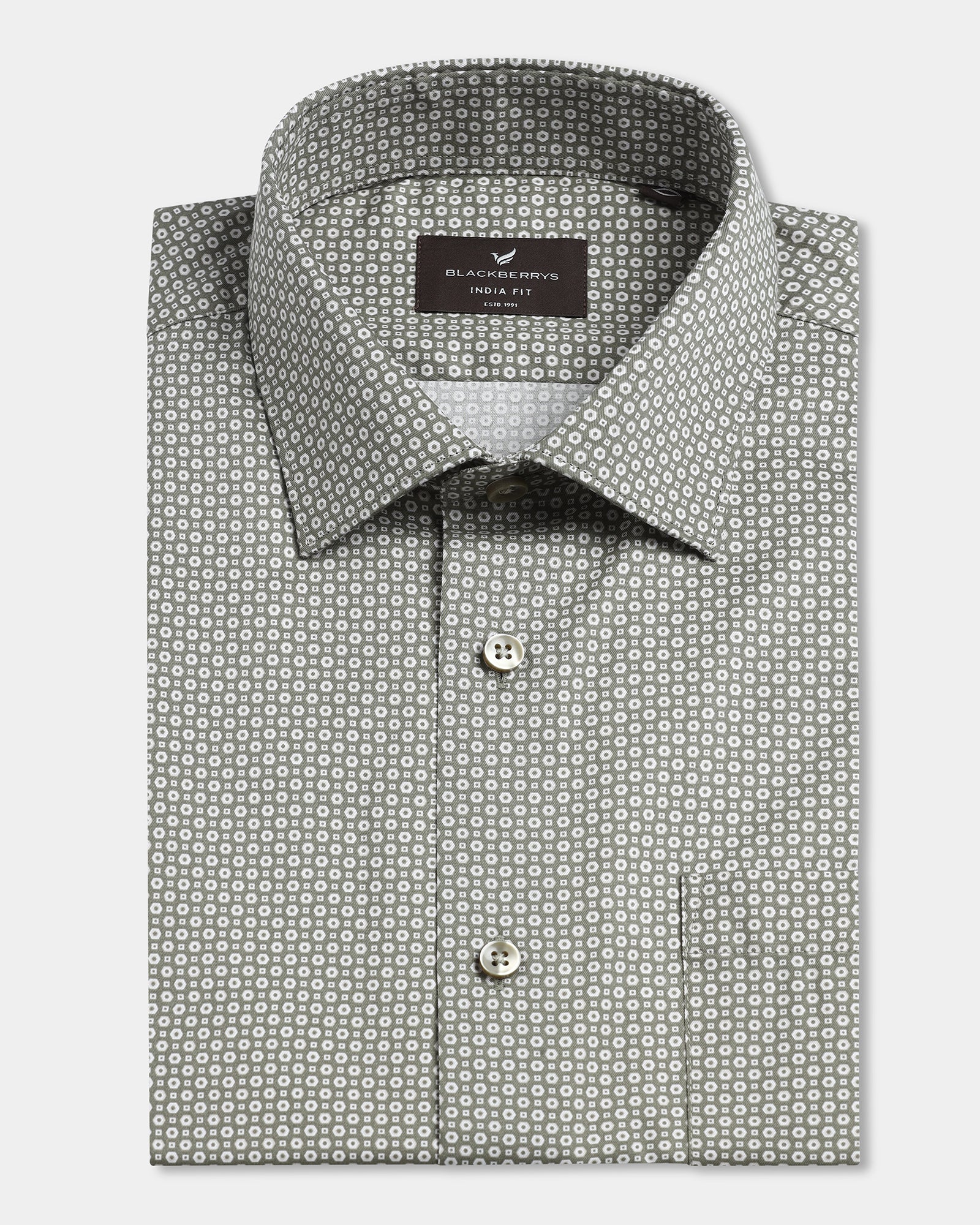 Olive Printed Shirt - Serote