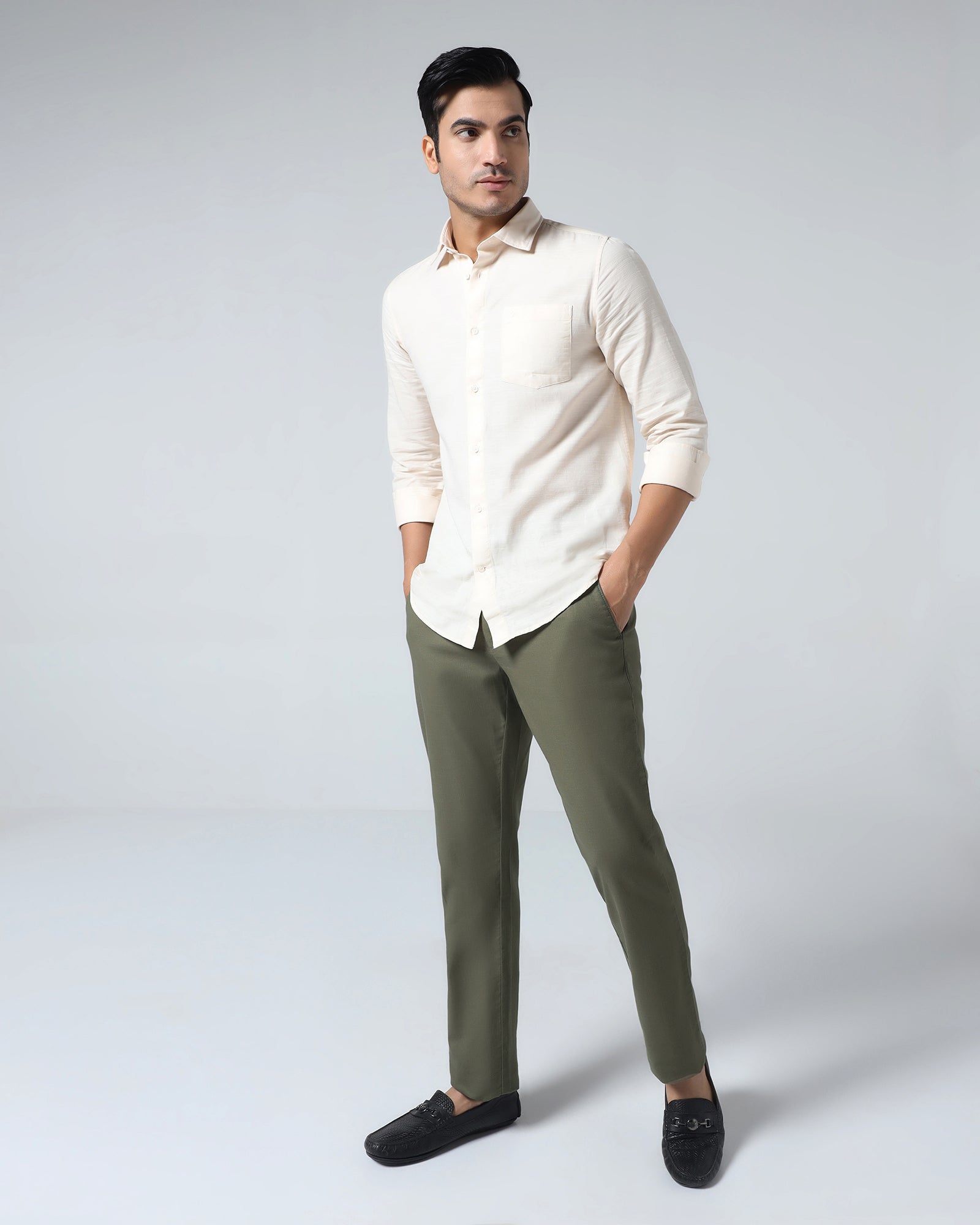 Olive Solid Khakis - Marley