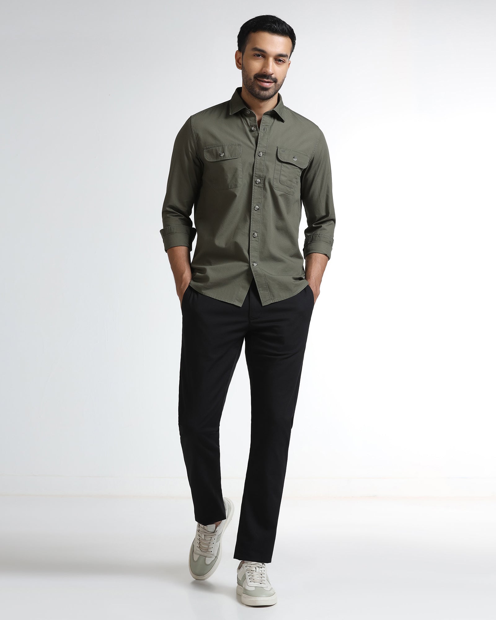 Olive Solid Shirt - Renob