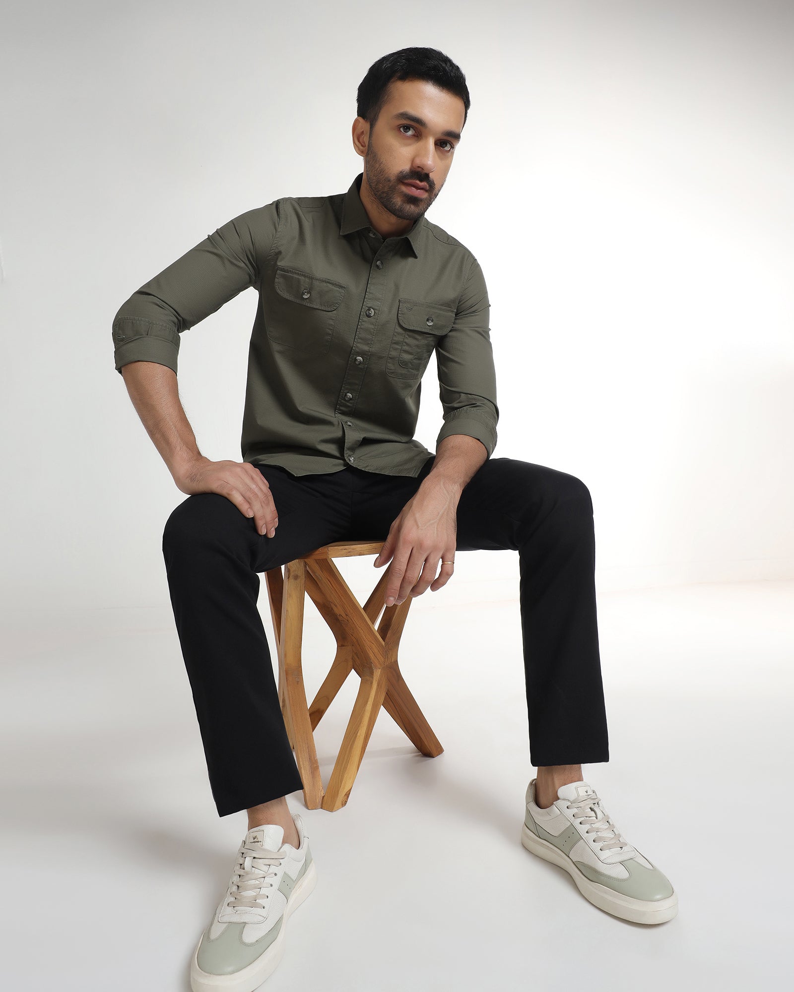 Olive Solid Shirt - Renob