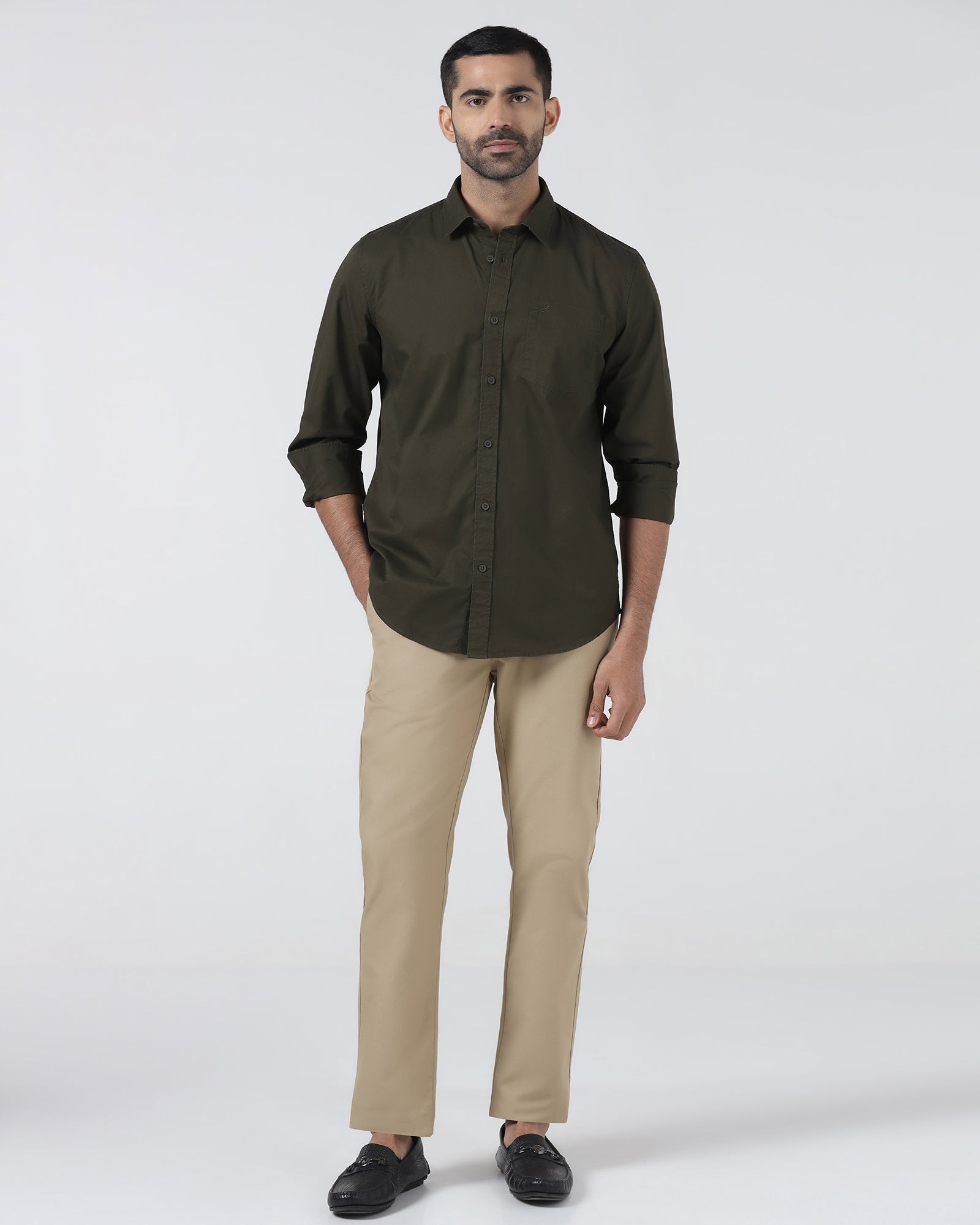 Olive Solid Shirt - Zento