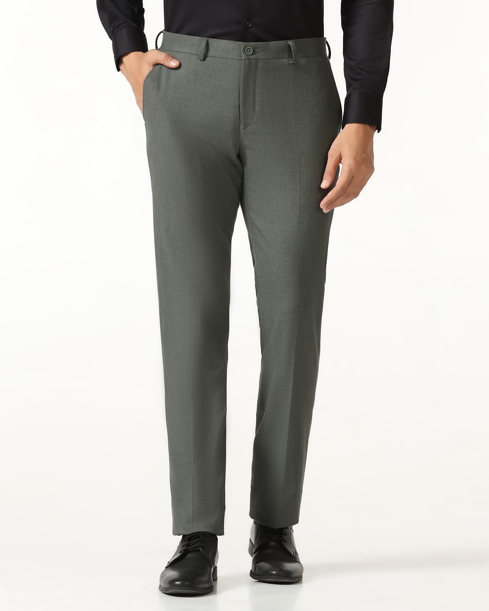 Olive Solid Trouser - Conor