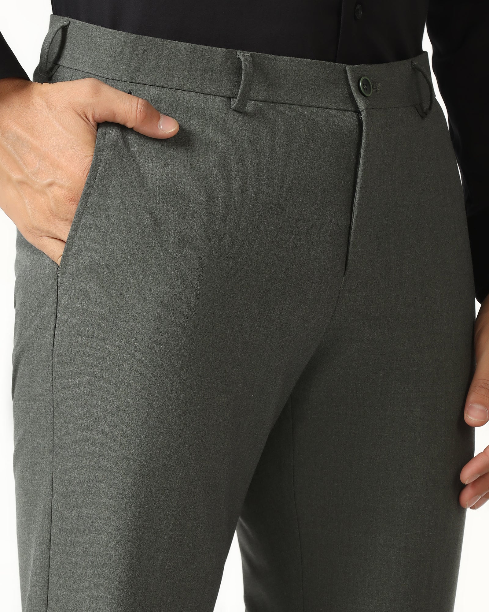 Olive Solid Trouser - Conor