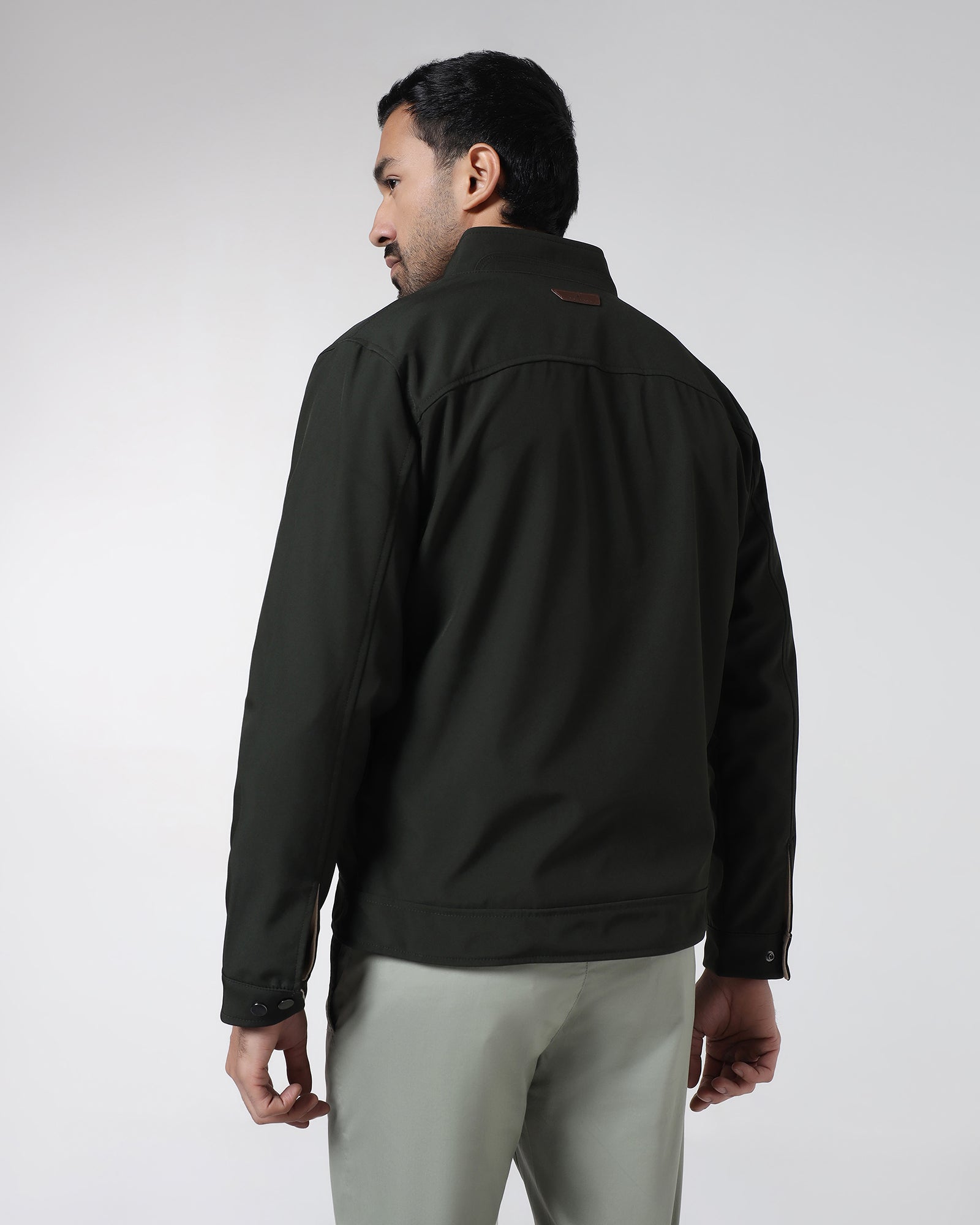 Olive Reversible Solid Zipper Jacket - Yulin