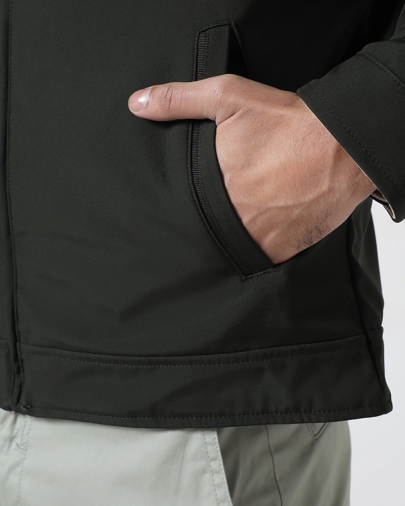 Olive Reversible Solid Zipper Jacket - Yulin