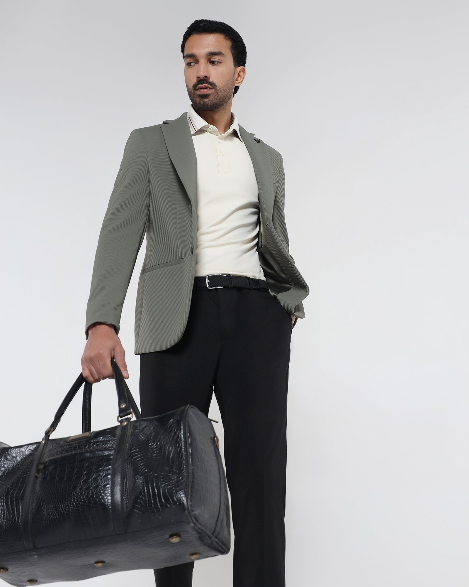 Olive TechPro Stripe Blazer - Siesta