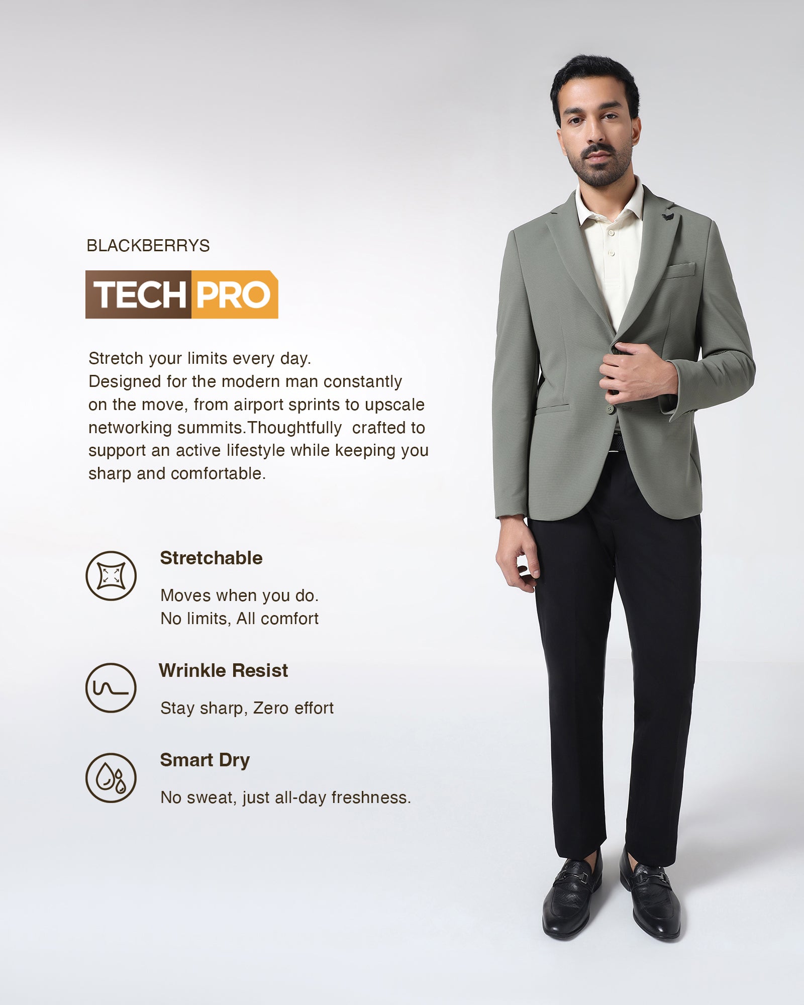 Olive TechPro Stripe Blazer - Siesta