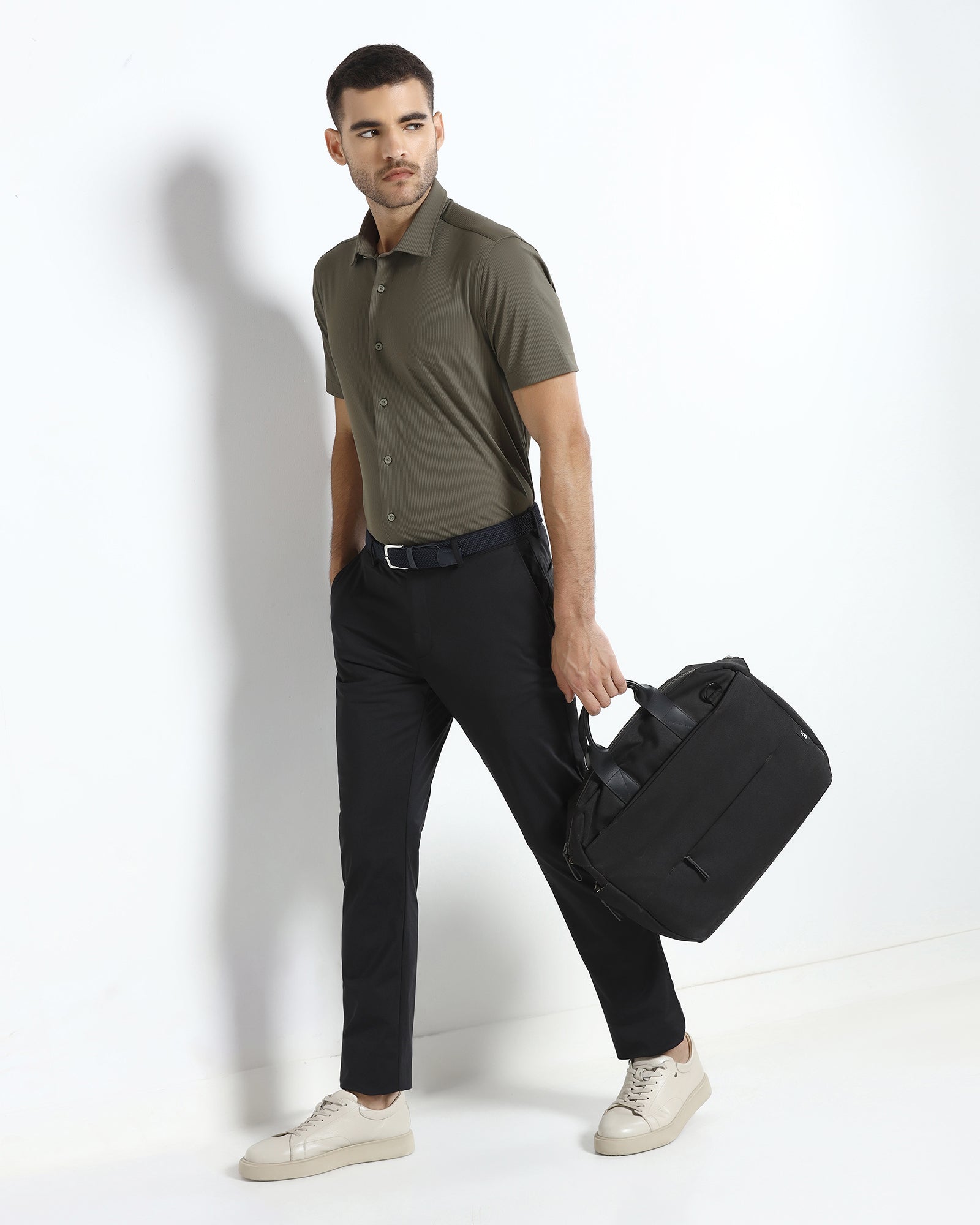 Olive Half Sleeve TechPro Stripe Shirt - Lunar