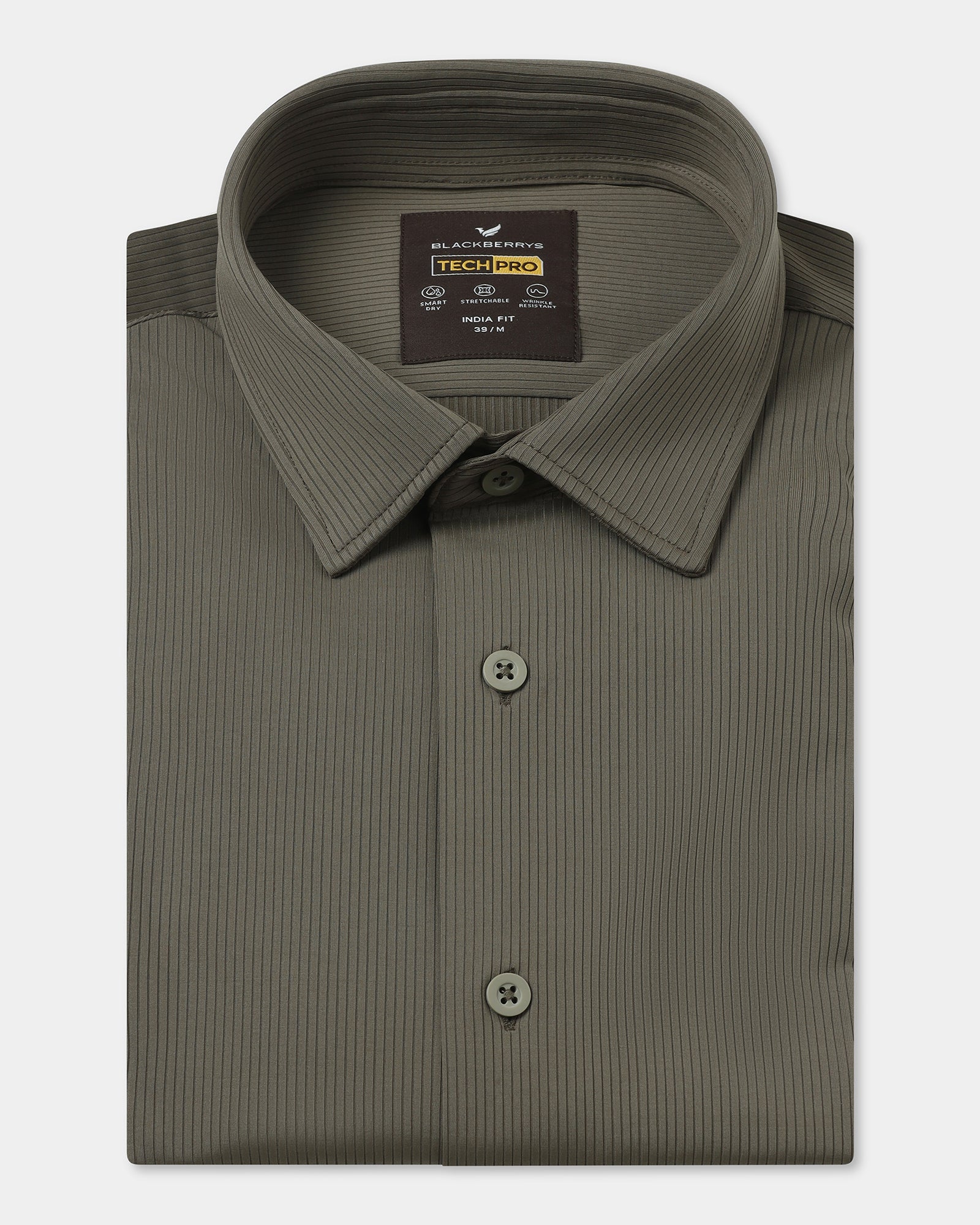 Olive Half Sleeve TechPro Stripe Shirt - Lunar