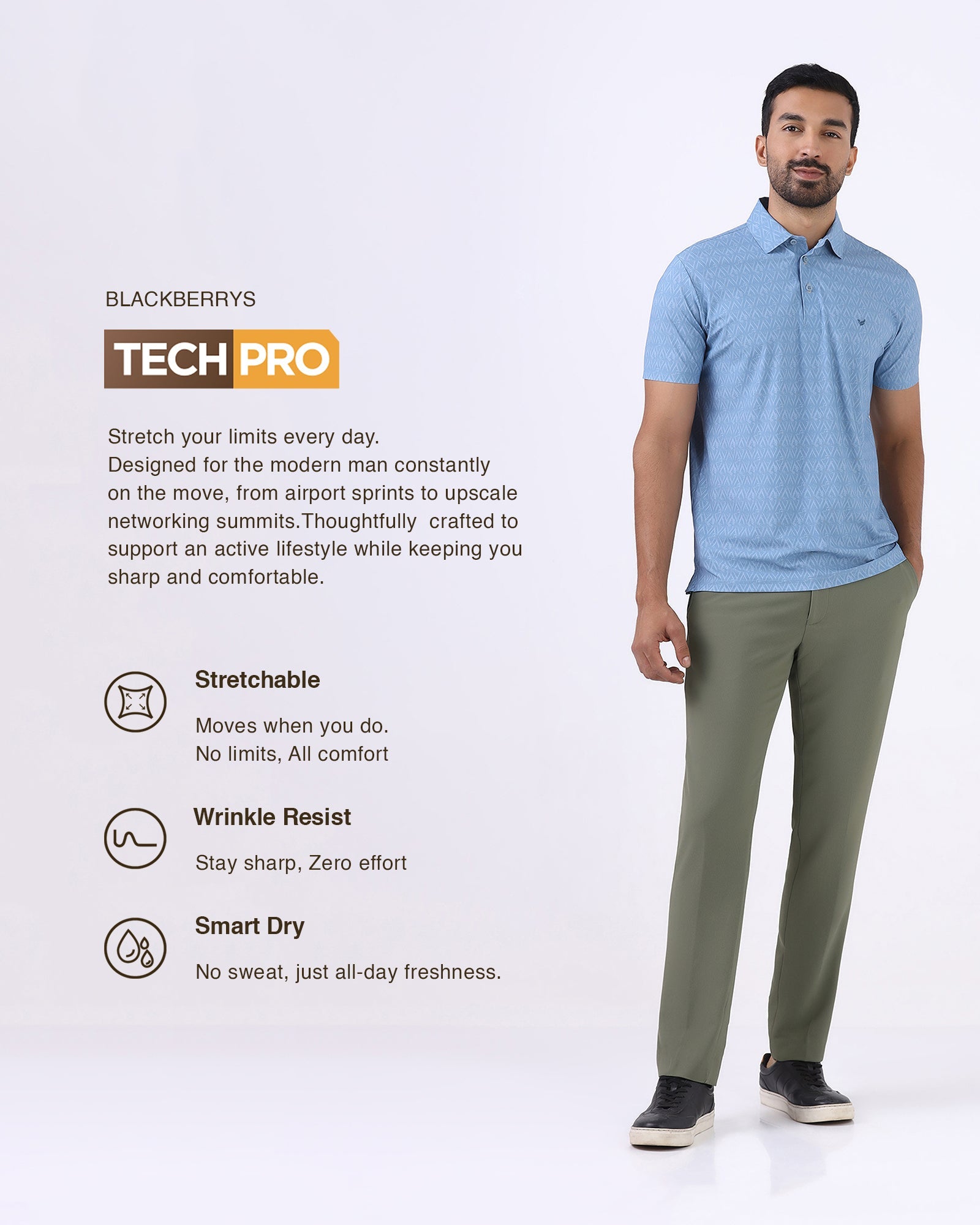 Olive TechPro Stripe Trouser - Martini