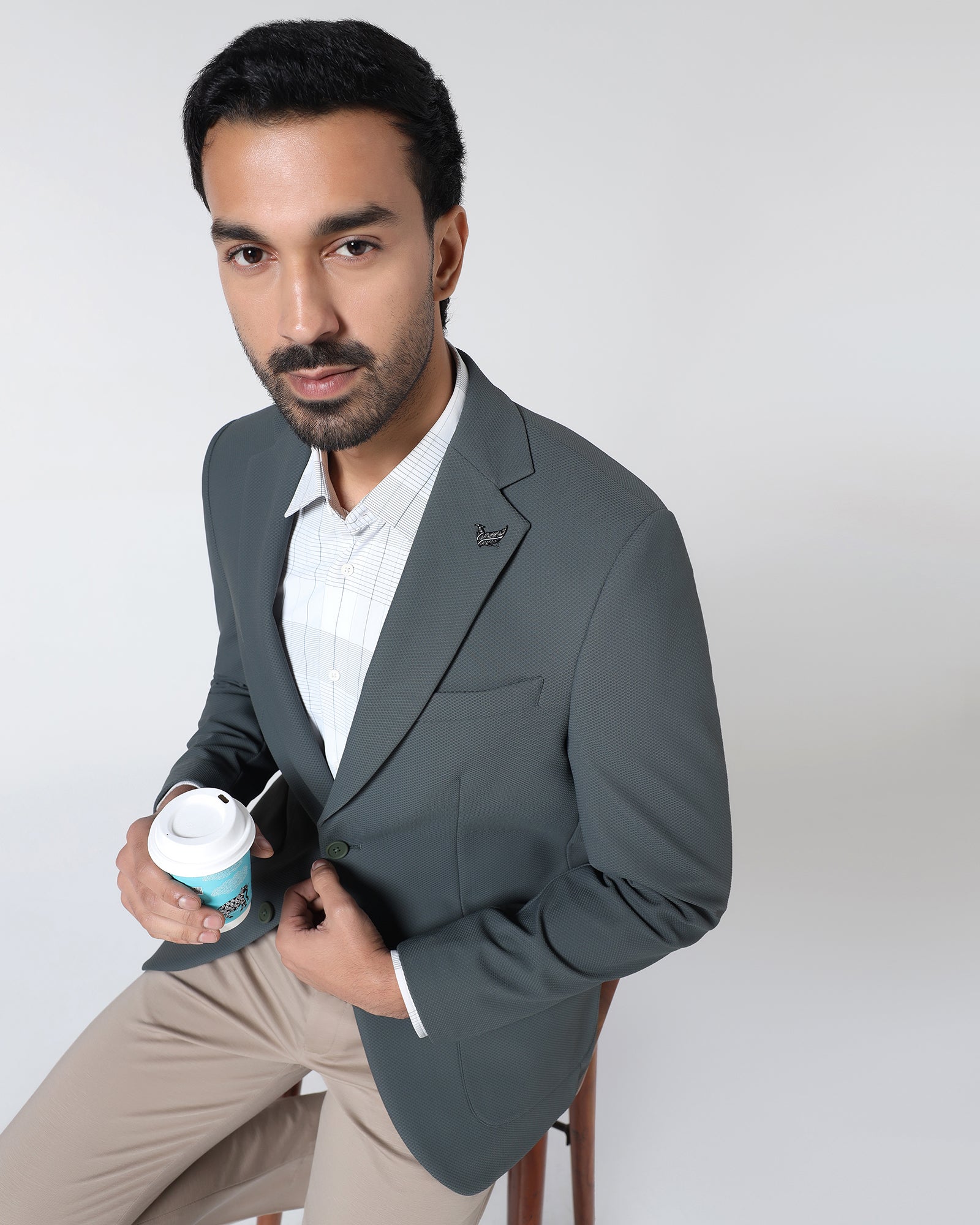 Olive TechPro Textured Blazer - Rodrygo