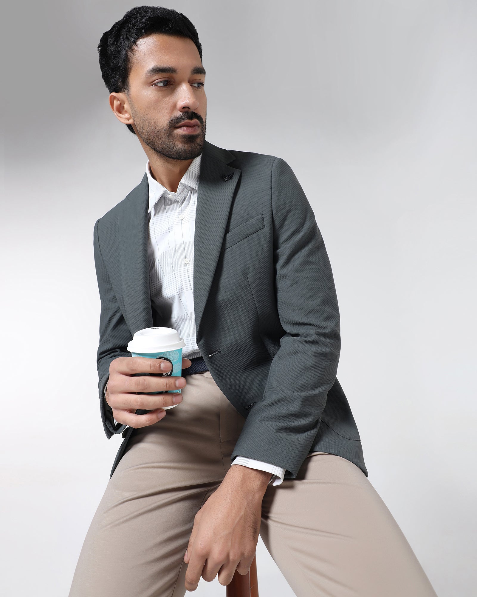 Olive TechPro Textured Blazer - Rodrygo