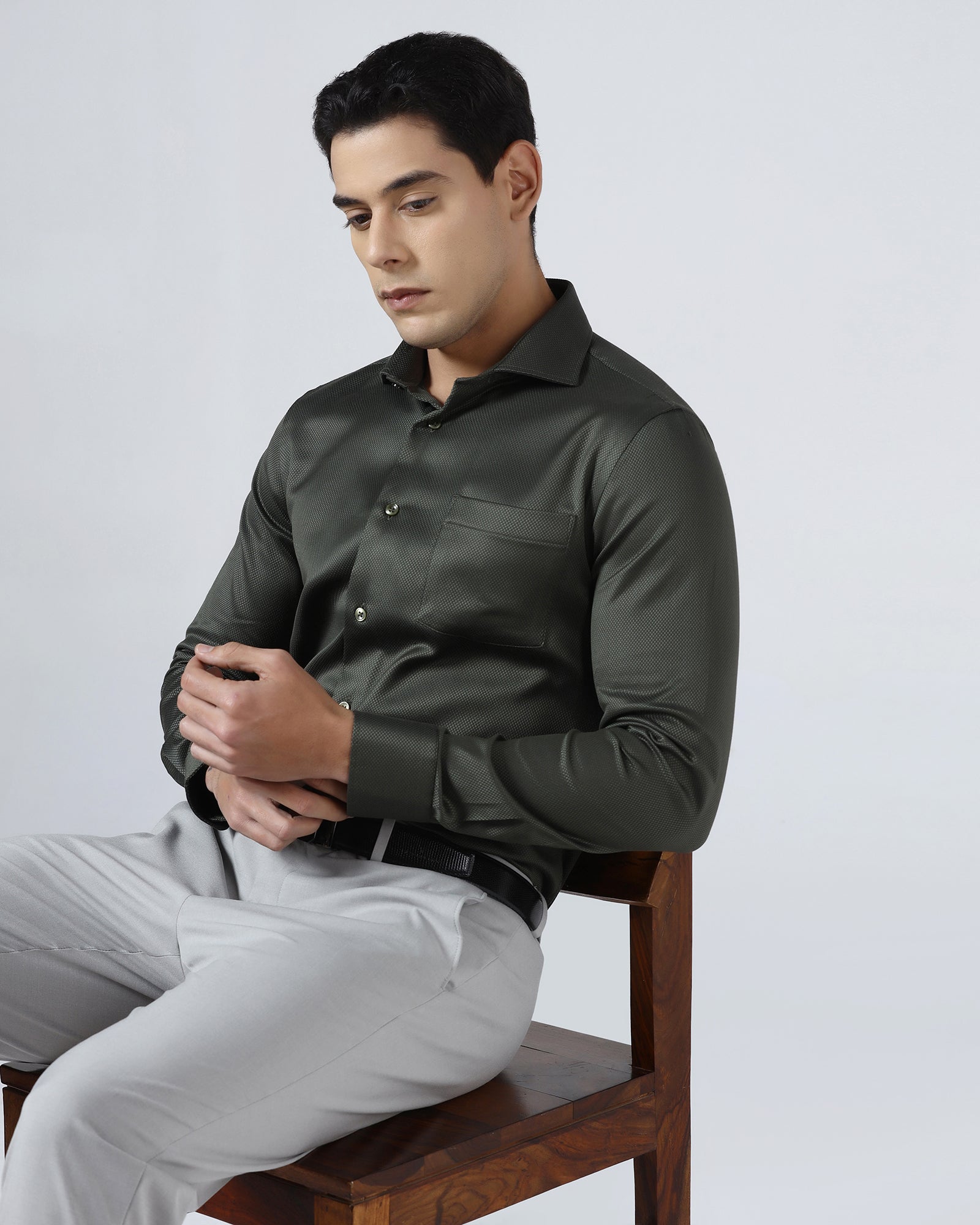 Olive Textured Shirt - Aspen