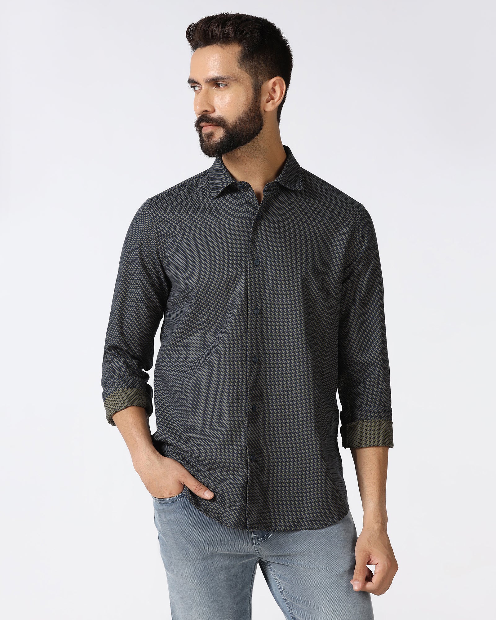 Olive Textured Shirt - Durlan